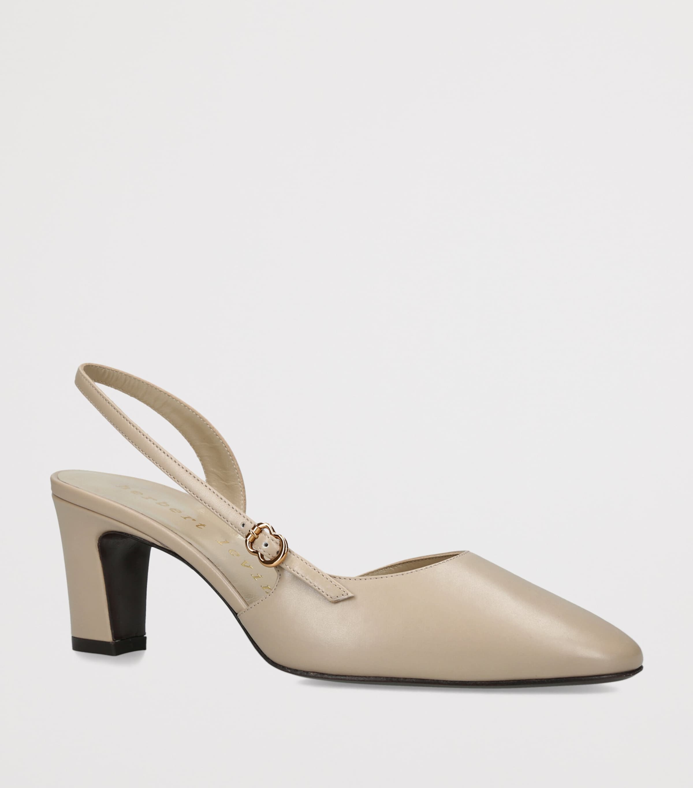 Herbert Levine Leather Ask Around Slingback Heels 65 Beige Image 2