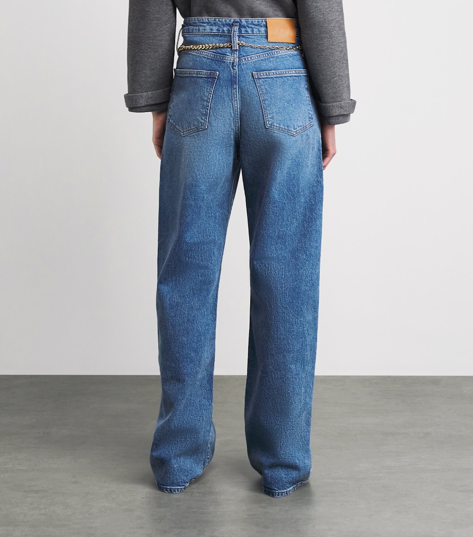 Maje Womens Chain-Detail High-Rise Wide-Leg Jeans Blue Image 5