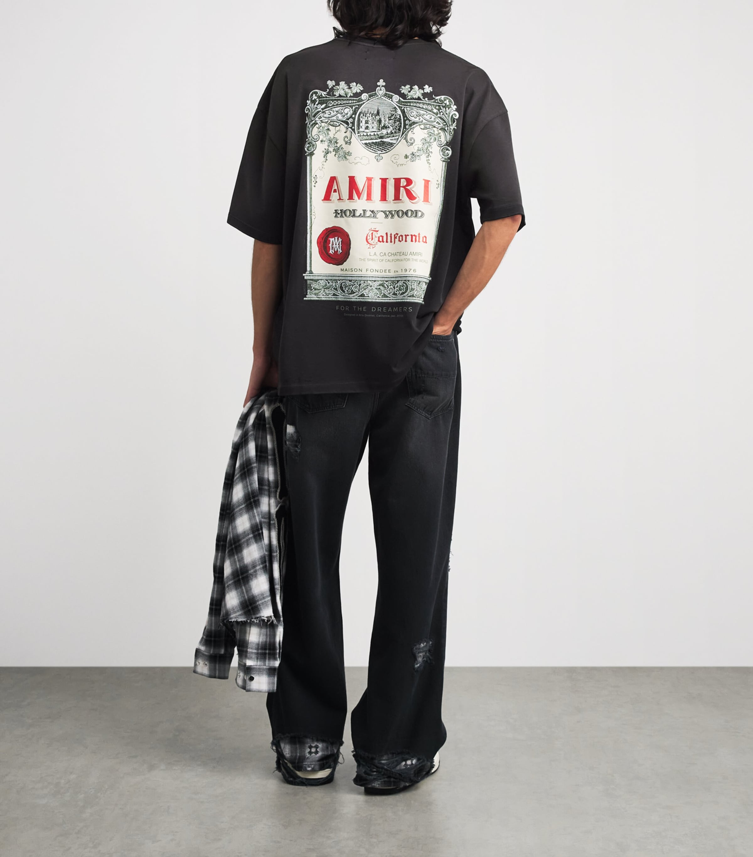 AMIRI Mens Cotton Chateau Stamp T-Shirt Black Image 2