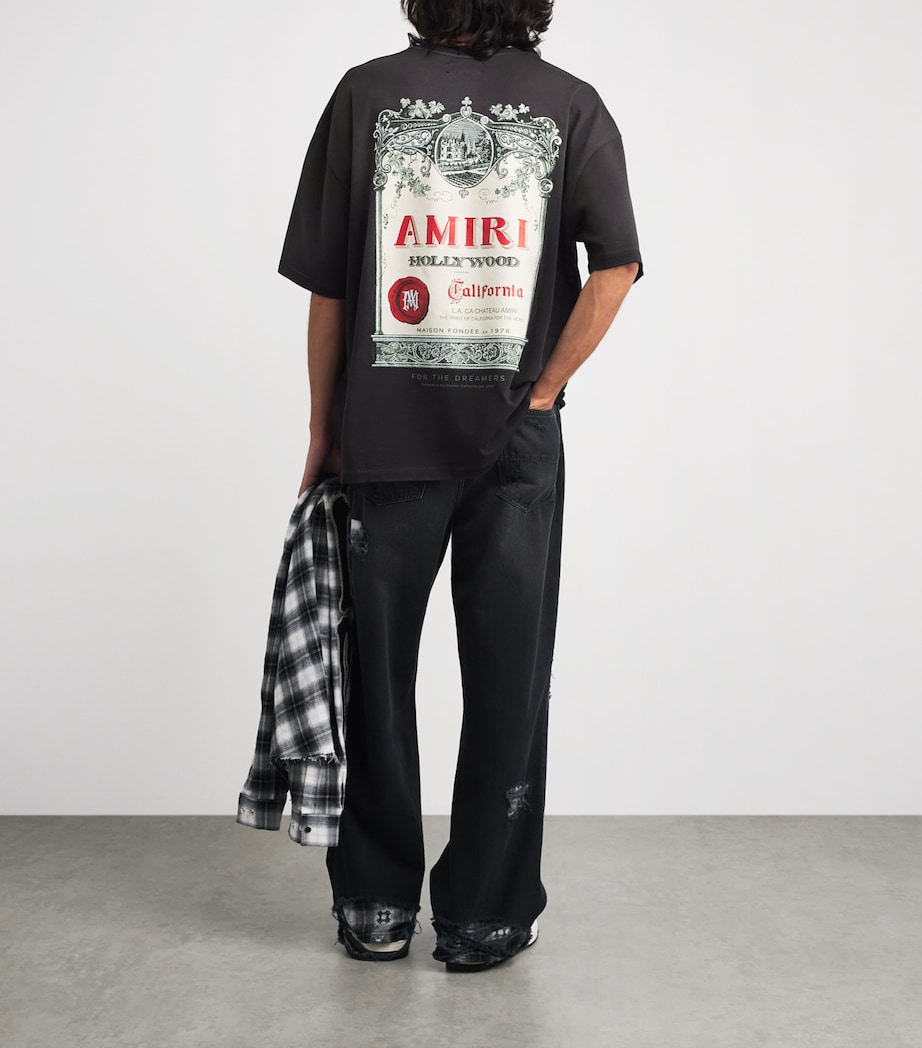 AMIRI Mens Cotton Chateau Stamp T-Shirt Black Image 2