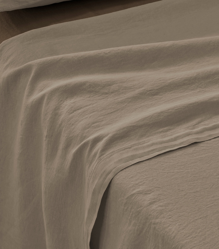 Society Limonta Linen Rem Super King Flat Sheet (270cm x 290cm) Malto Image 2