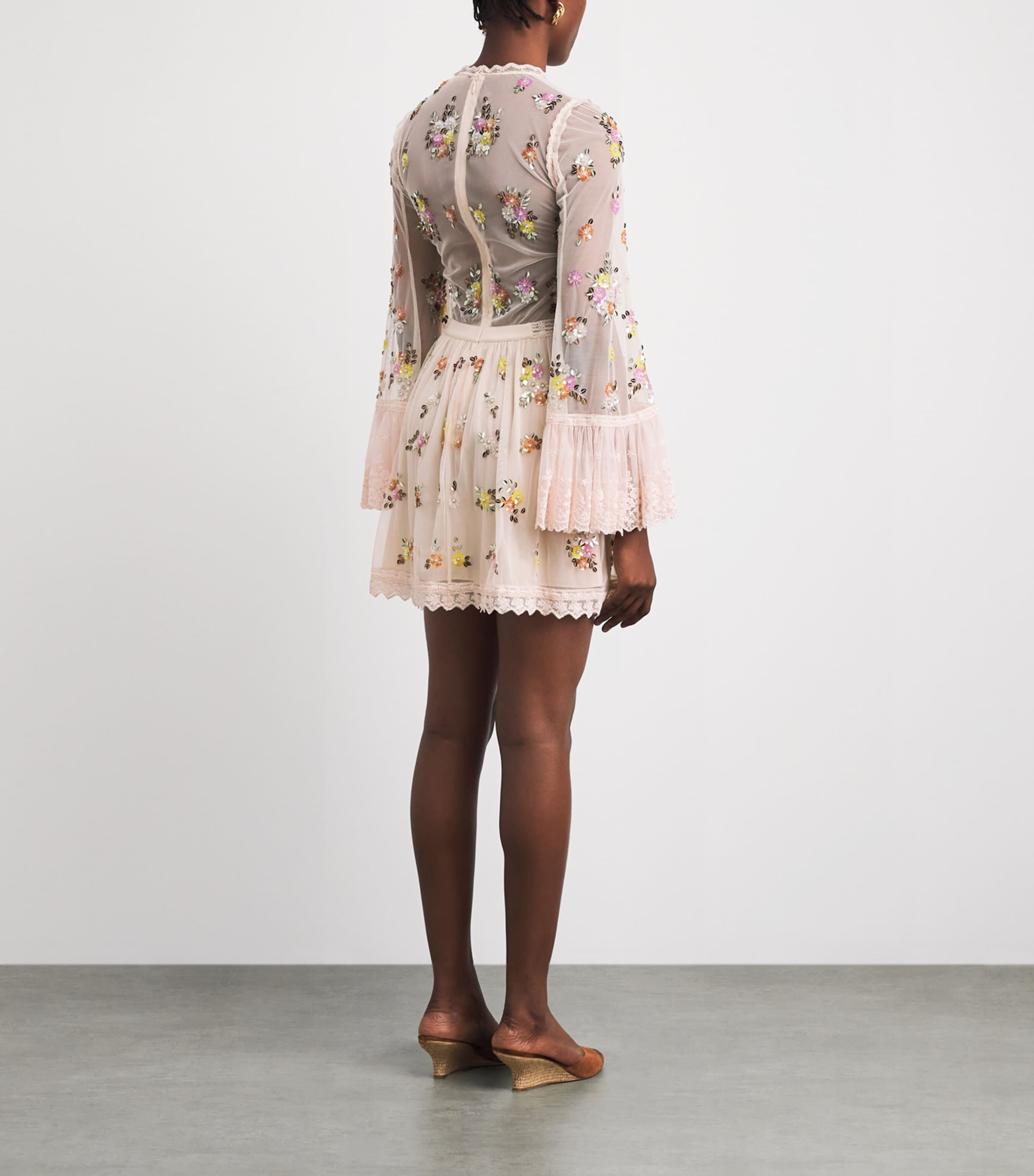 Alice+Olivia Womens Embellished Allegra Mini Dress Pale Pink Image 4