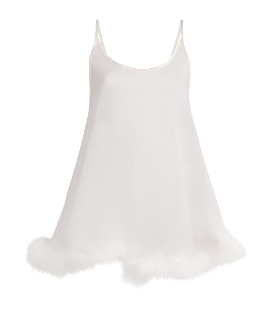 Silk Feather-Trim Sheer Diana Babydoll Nightdress IVORY Image 1