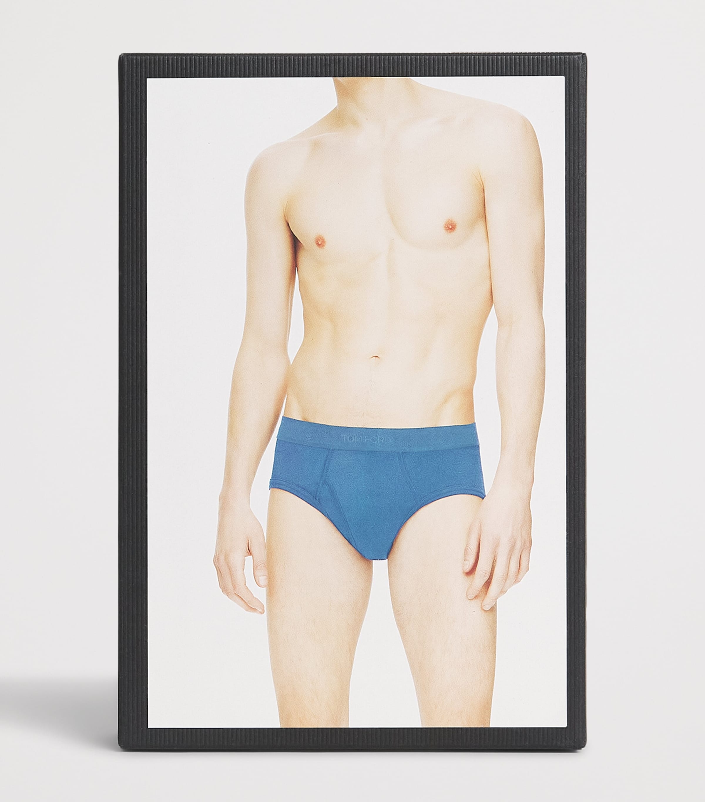 TOM FORD Mens Stretch-Cotton Logo Briefs Mid Blue Image 4