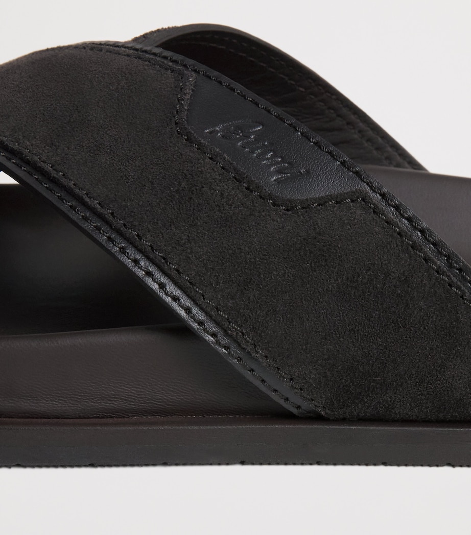 Brioni Suede Crossover Slides Image 6