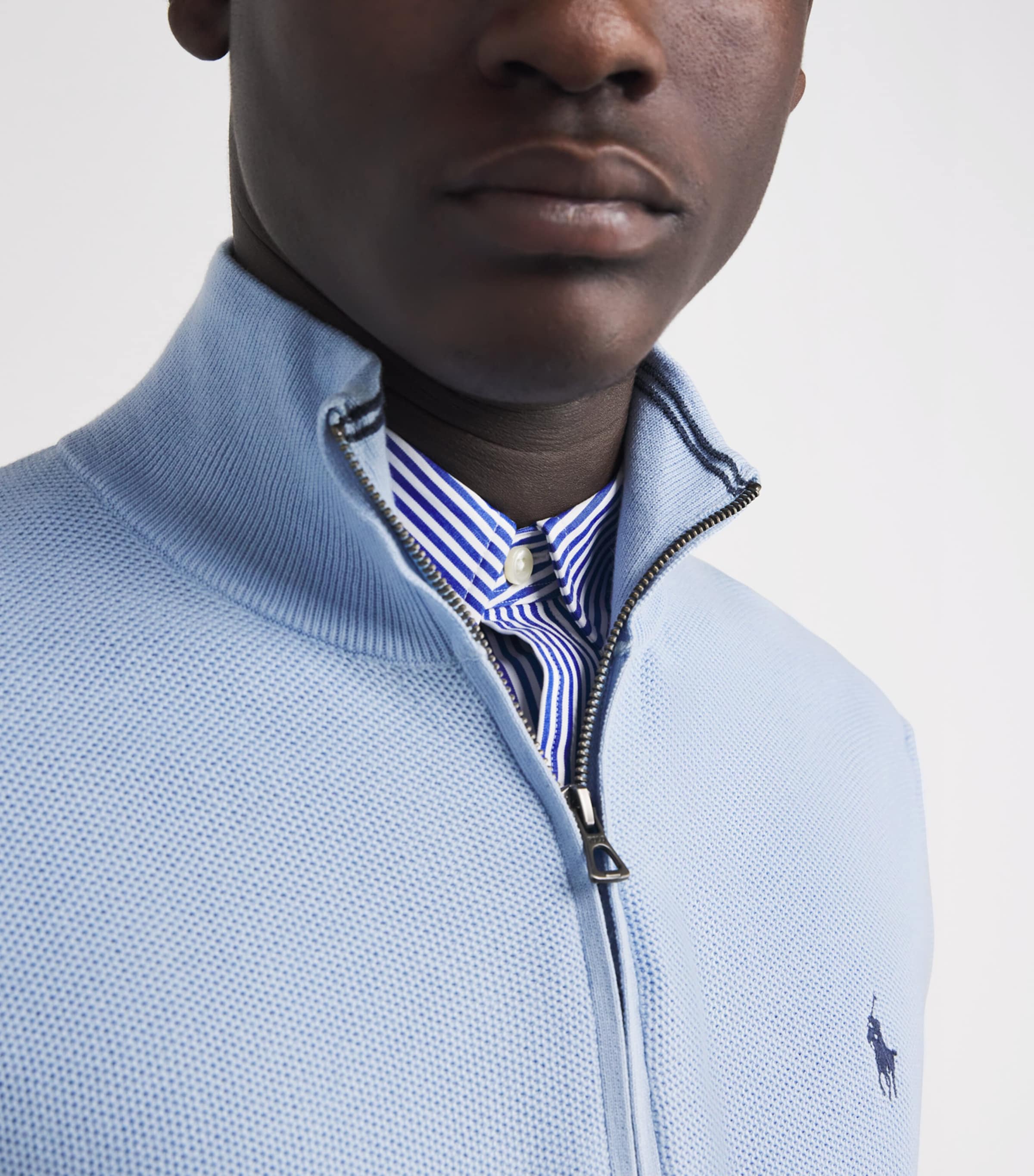 Cotton Half-Zip Sweater OFFICE BLUE Image 6
