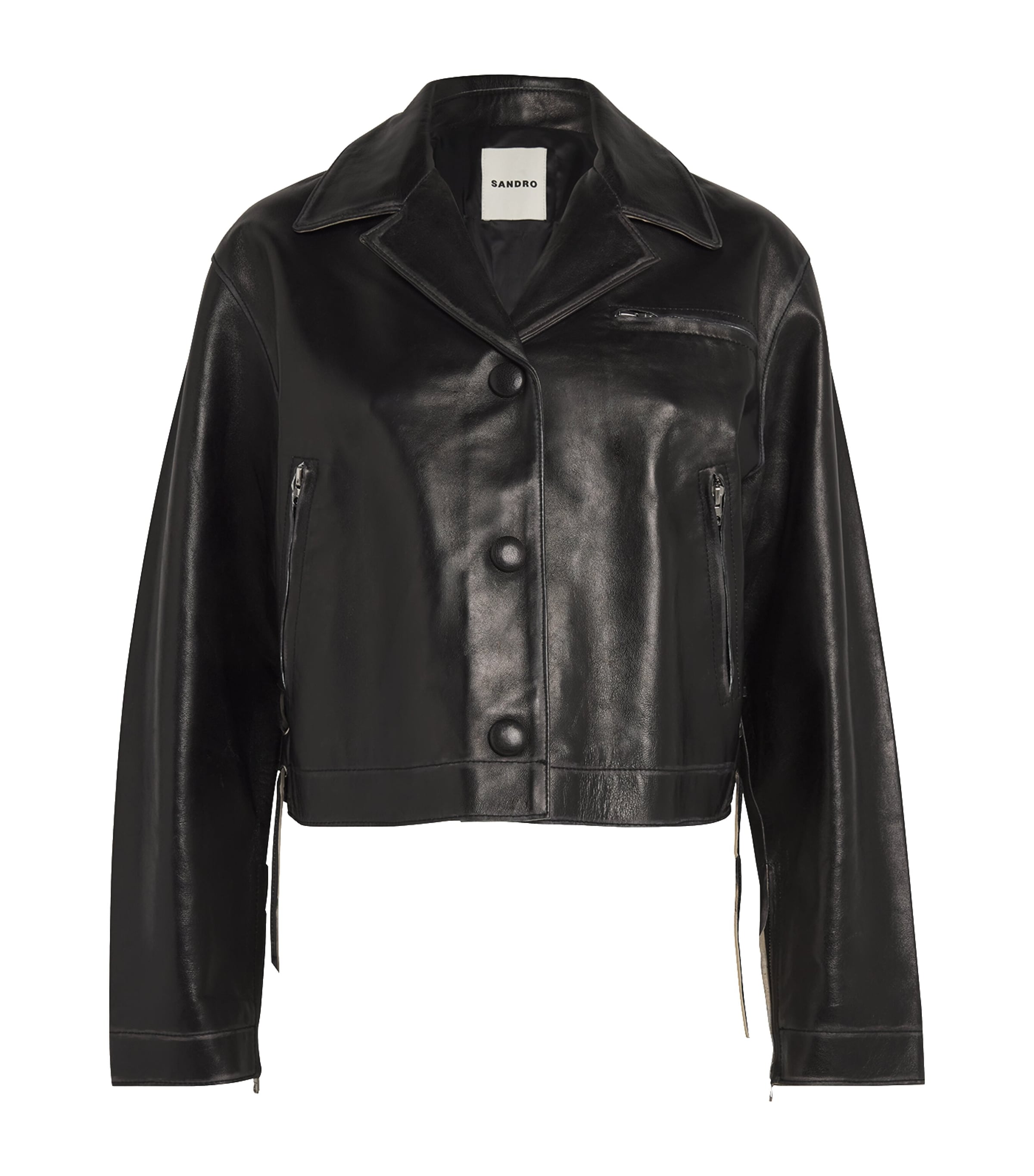 Sandro Leather Jacket In Black