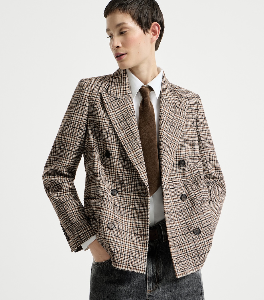 Brunello Cucinelli Womens Alpaca-Blend Check Blazer Image 4