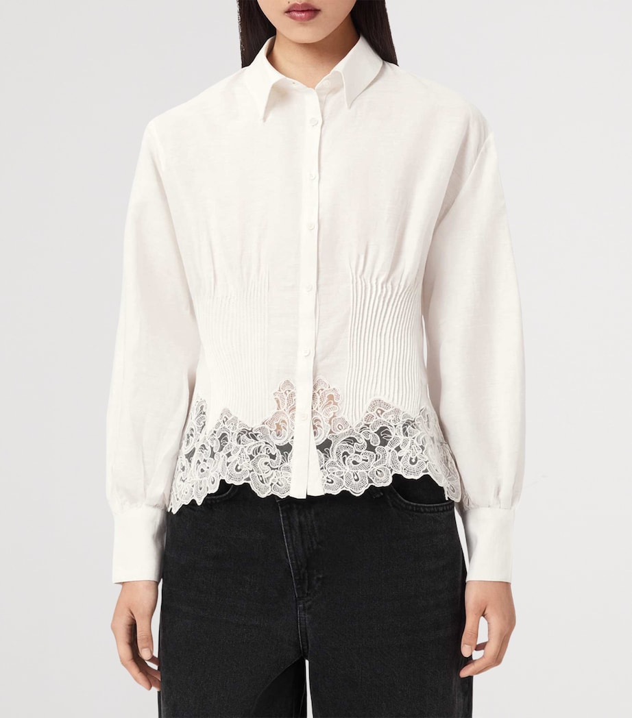 AllSaints Womens Linen-Cotton Carol Shirt White Image 3