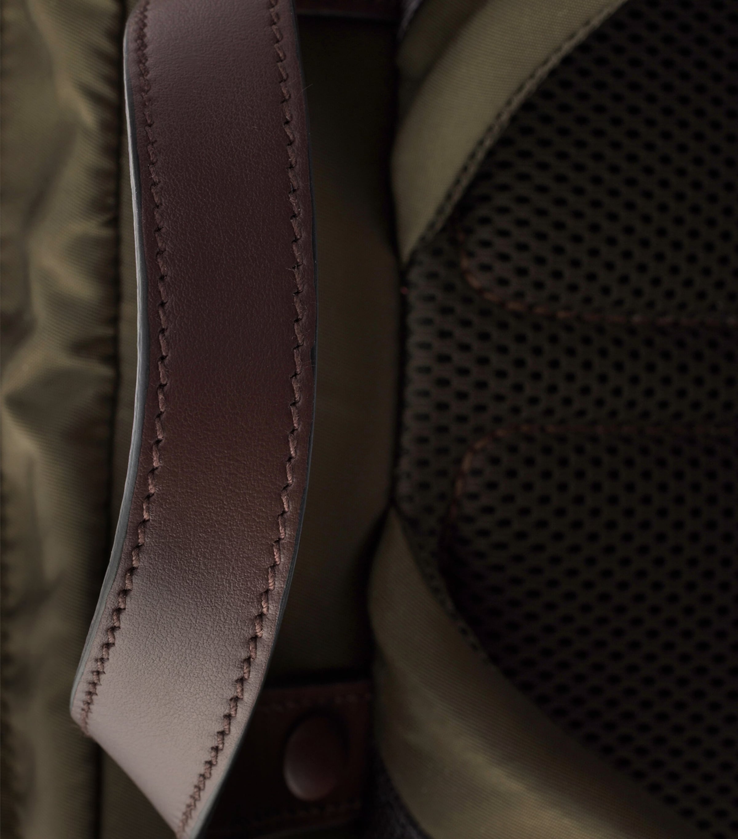 Re-Nylon and Leather Drawstring Backpack F0334 Image 7