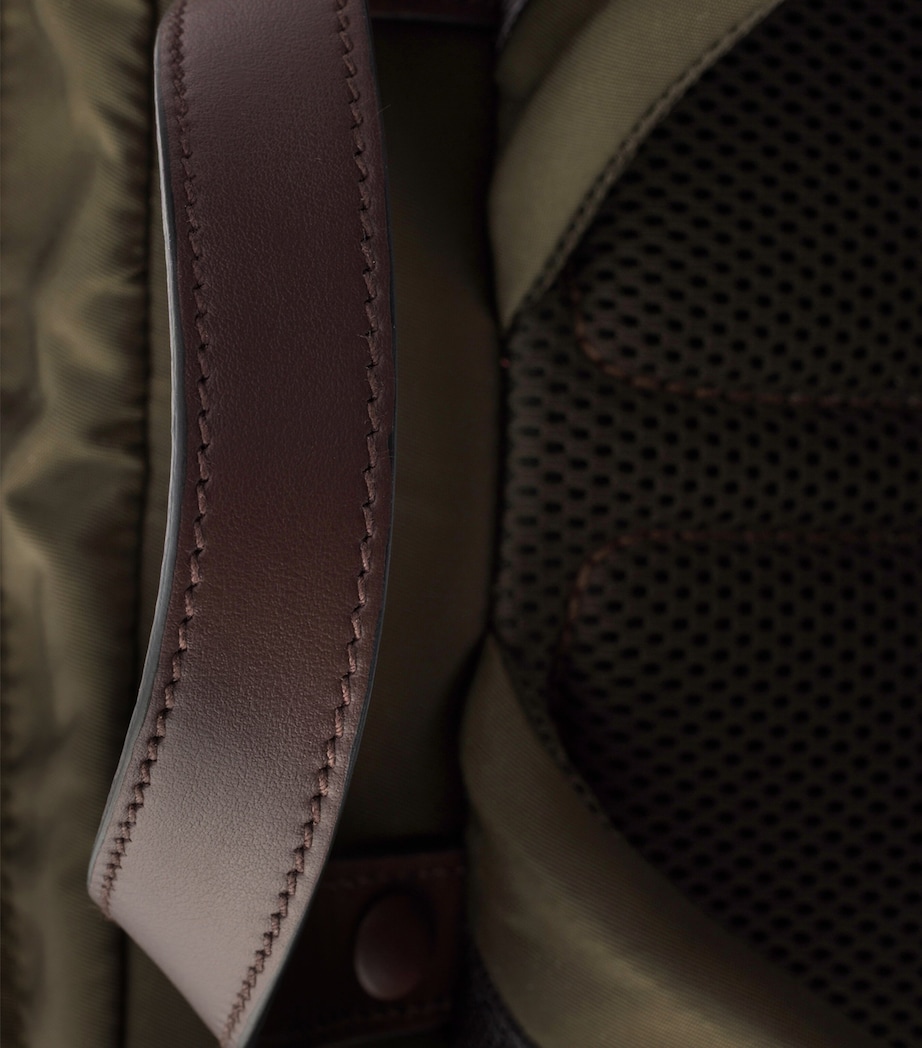 Re-Nylon and Leather Drawstring Backpack F0334 Image 7