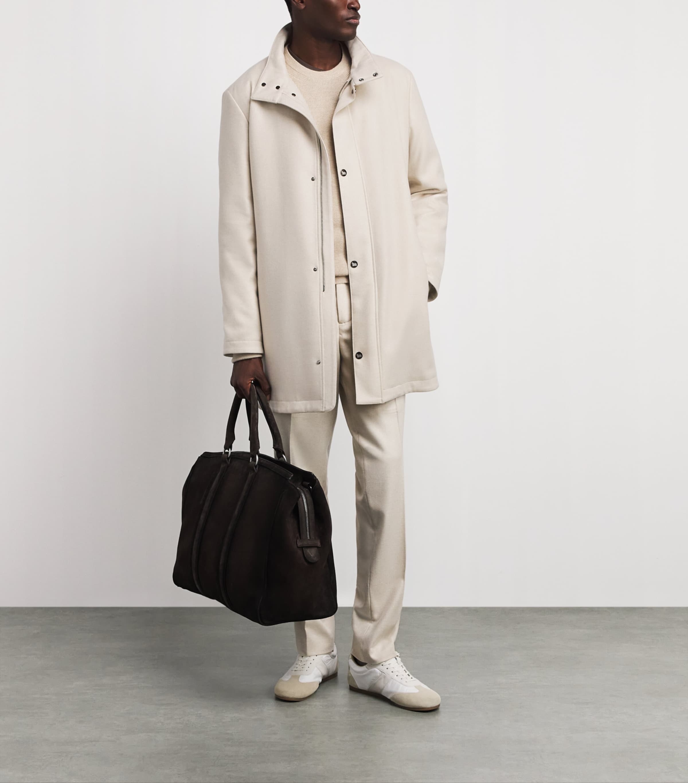 Colombo Mens Cashmere Overcoat Natural White Image 2