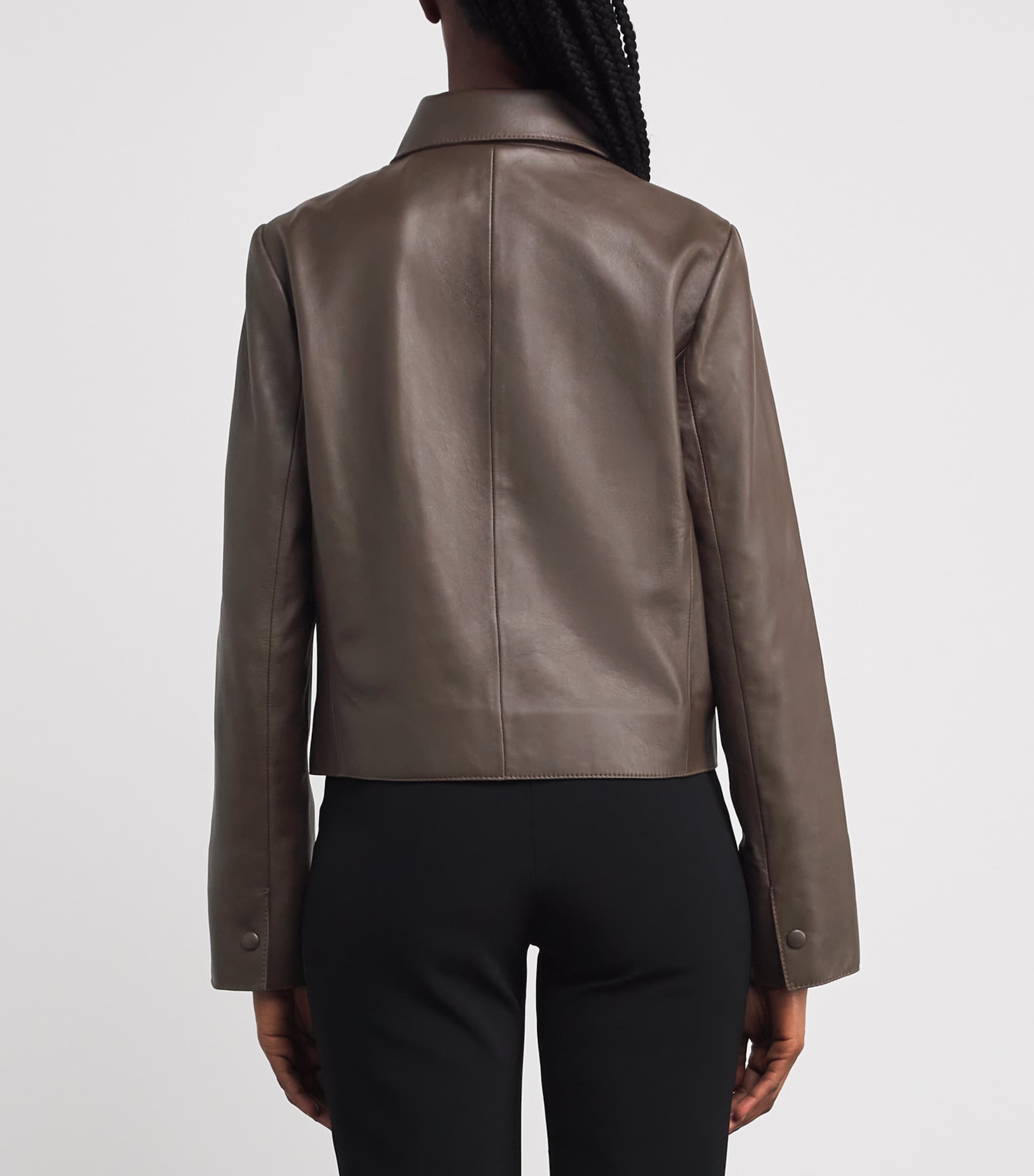 Patch-Pocket Leather Jacket CHOCOLATE Image 4