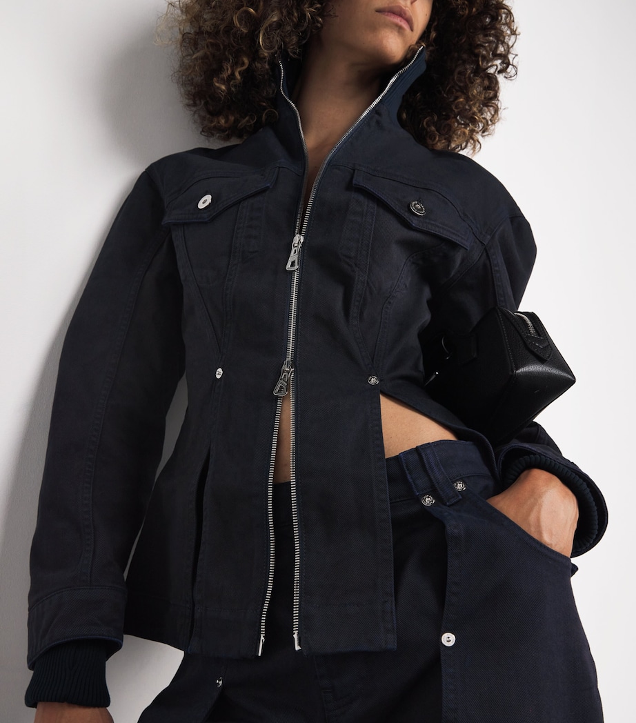 Split-Hem Denim Jacket 59-NAVY Image 6