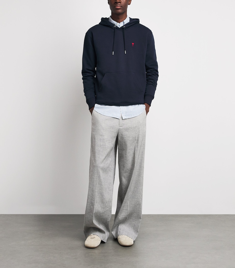 AMI Paris Mens Ami de Coeur Hoodie Bleu Nuit Image 2