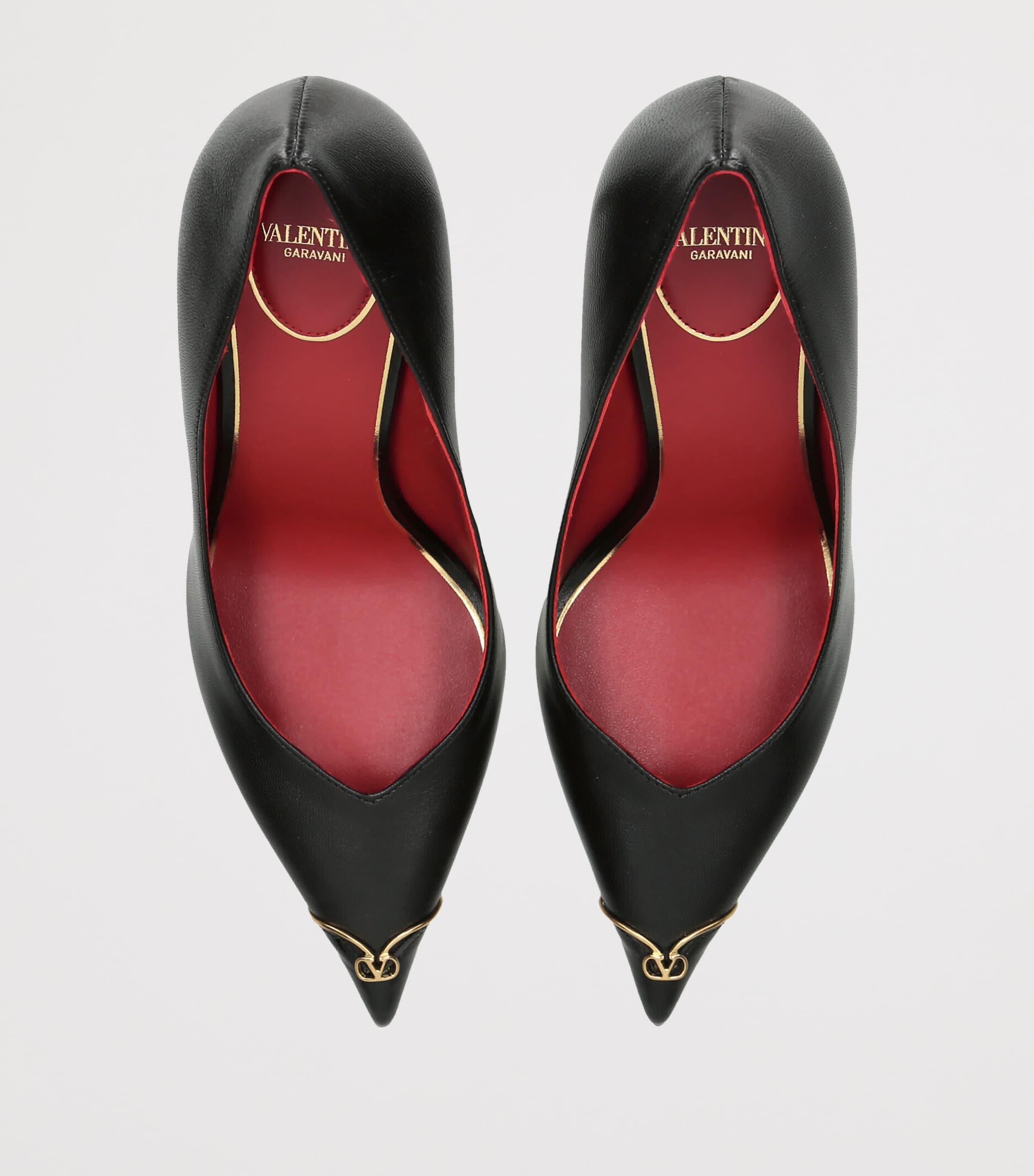 Valentino Garavani Womens Leather Heartip Pumps 100 Black Image 4