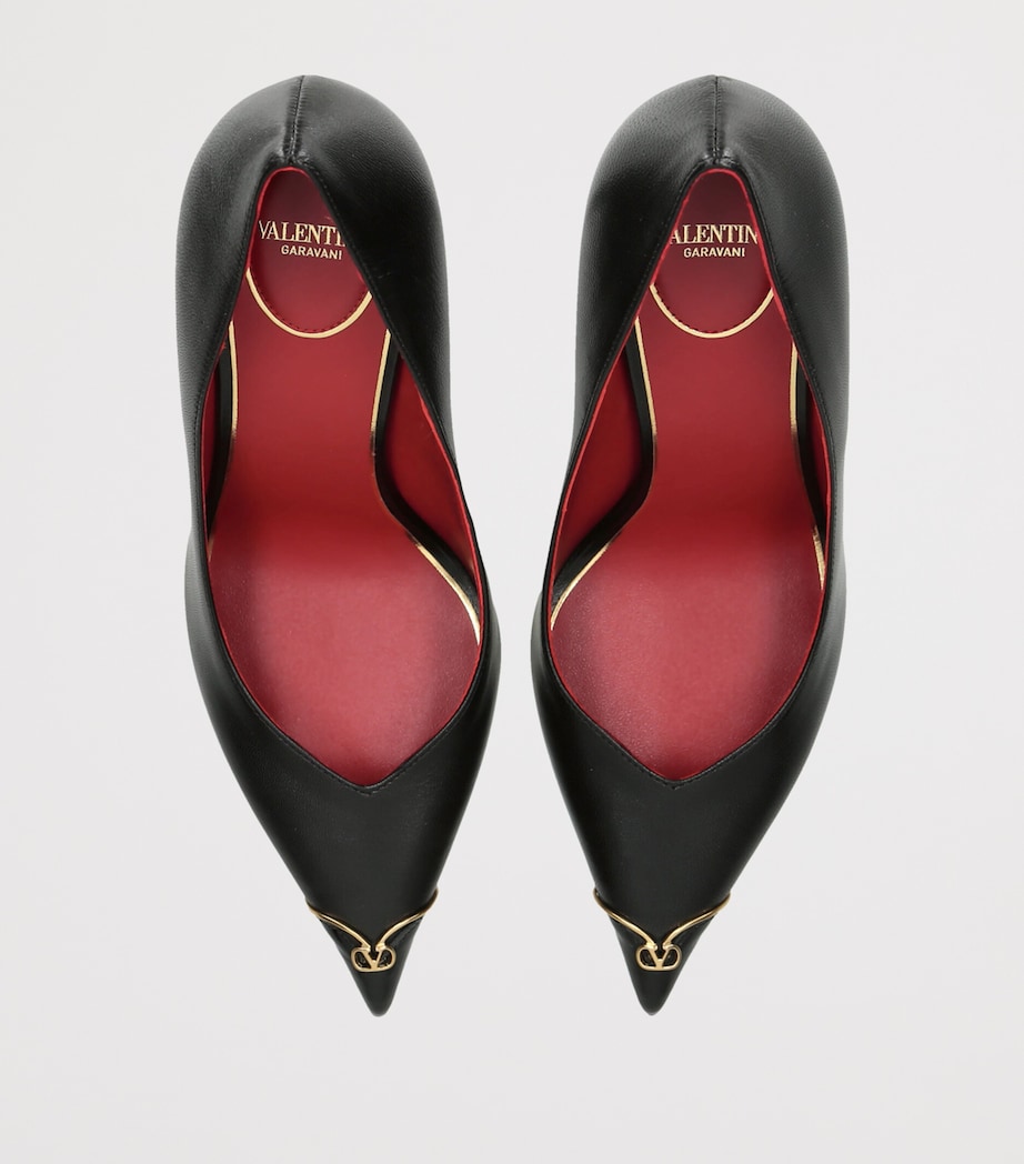 Valentino Garavani Womens Leather Heartip Pumps 100 Black Image 4