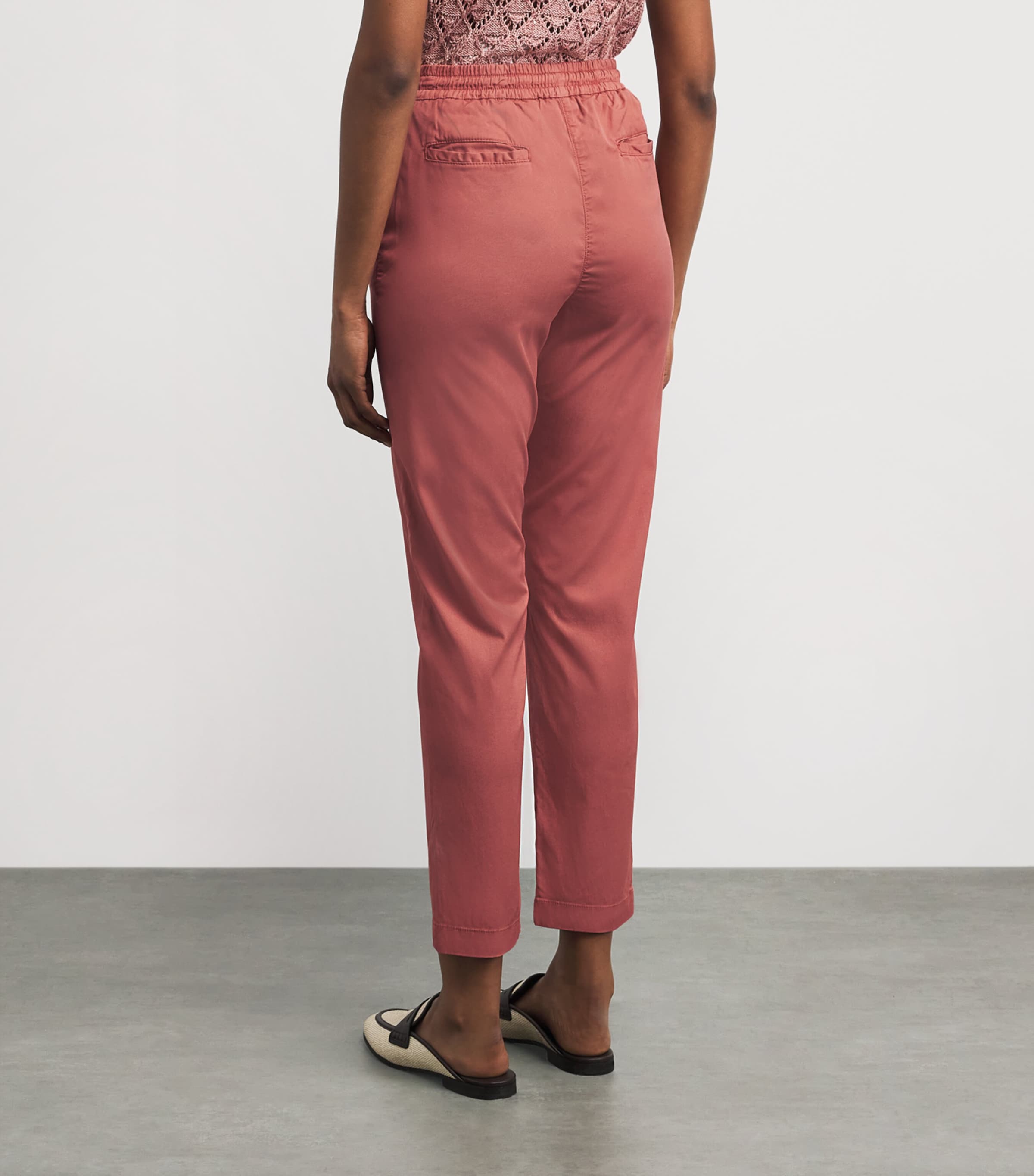 Eleventy Womens Twill Drawstring Straight Trousers Lampone Image 5