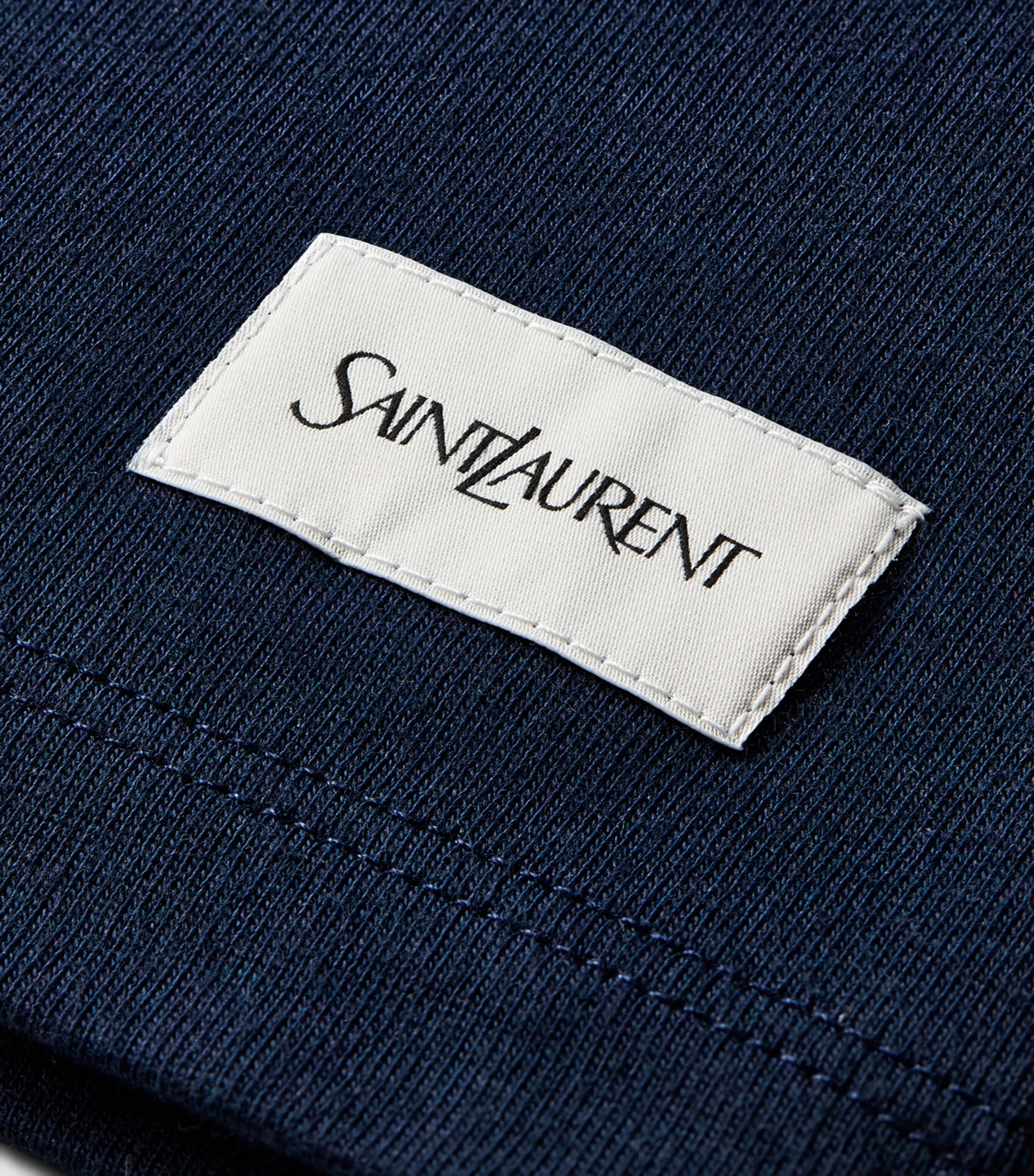 Saint Laurent Mens Cotton-Blend Logo-Patch T-Shirt Image 3