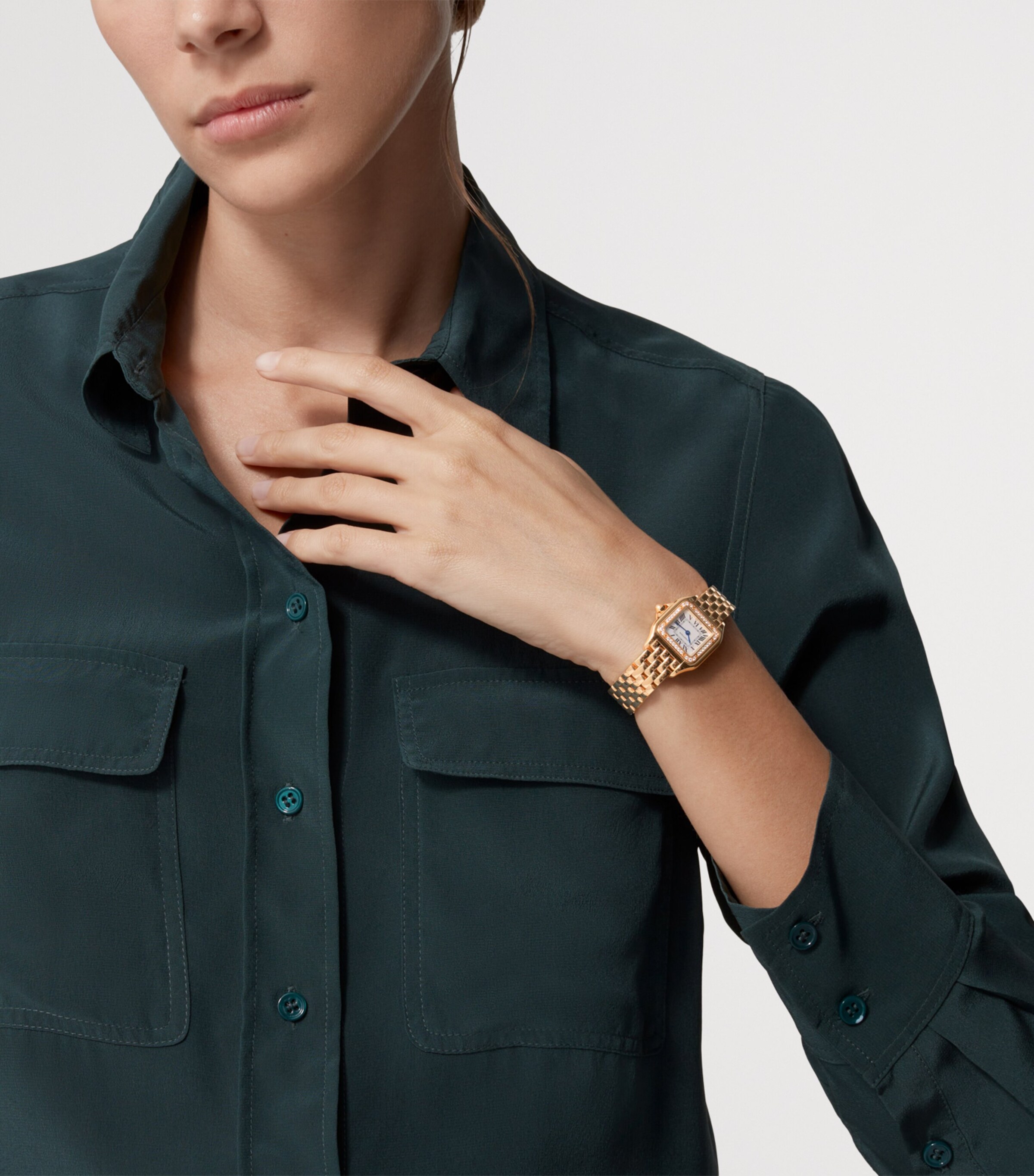 Cartier Small Rose Gold and Diamond Panthère de Cartier Watch 23mm Silvered Image 2
