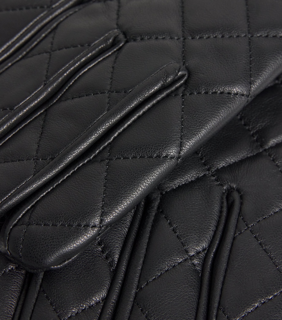 Quilted Leather Gloves BLACK Image 3
