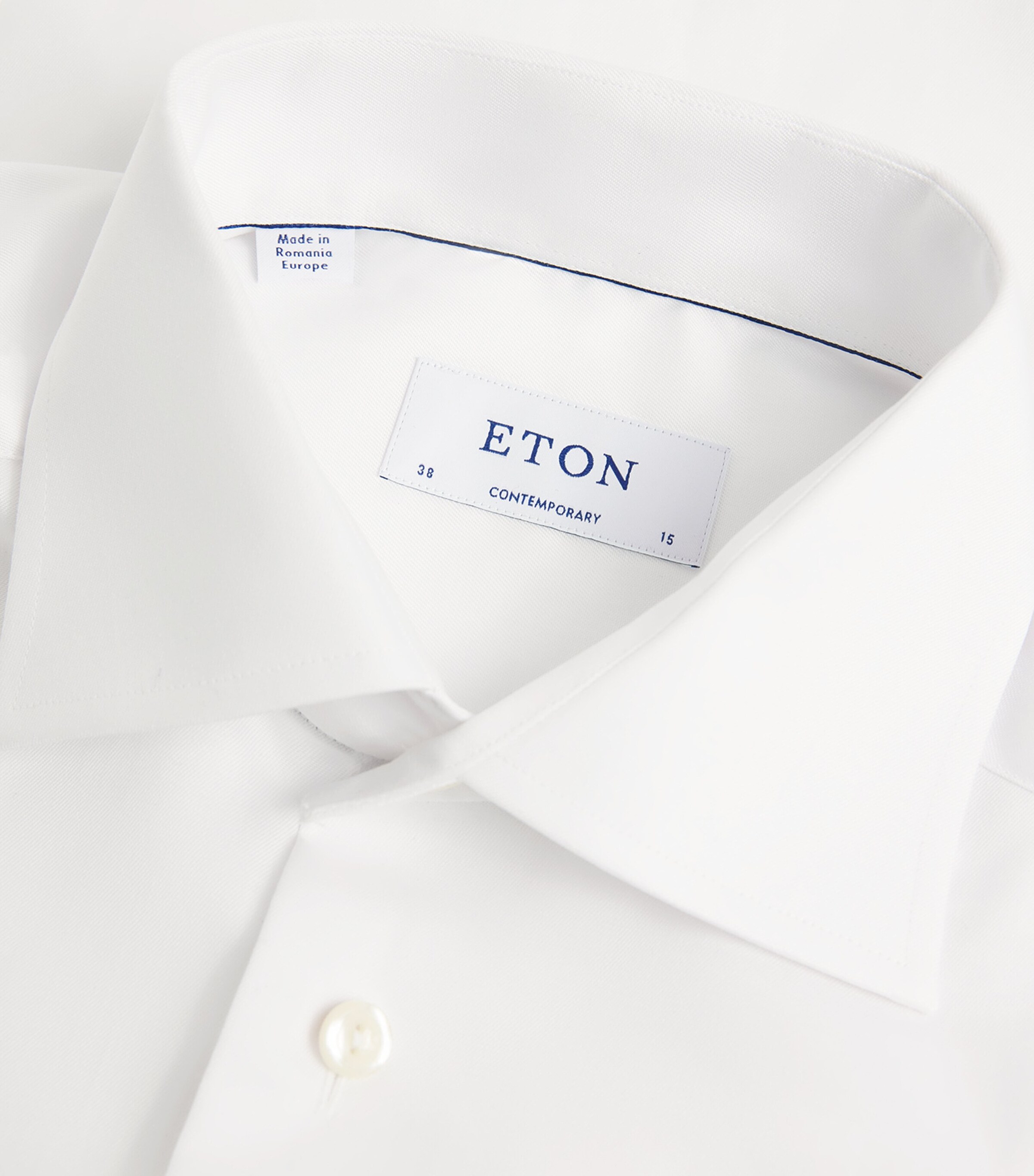 slim fit dress slacks Eton Men's Contemporary Houndstooth Dress Shirt - Blue
