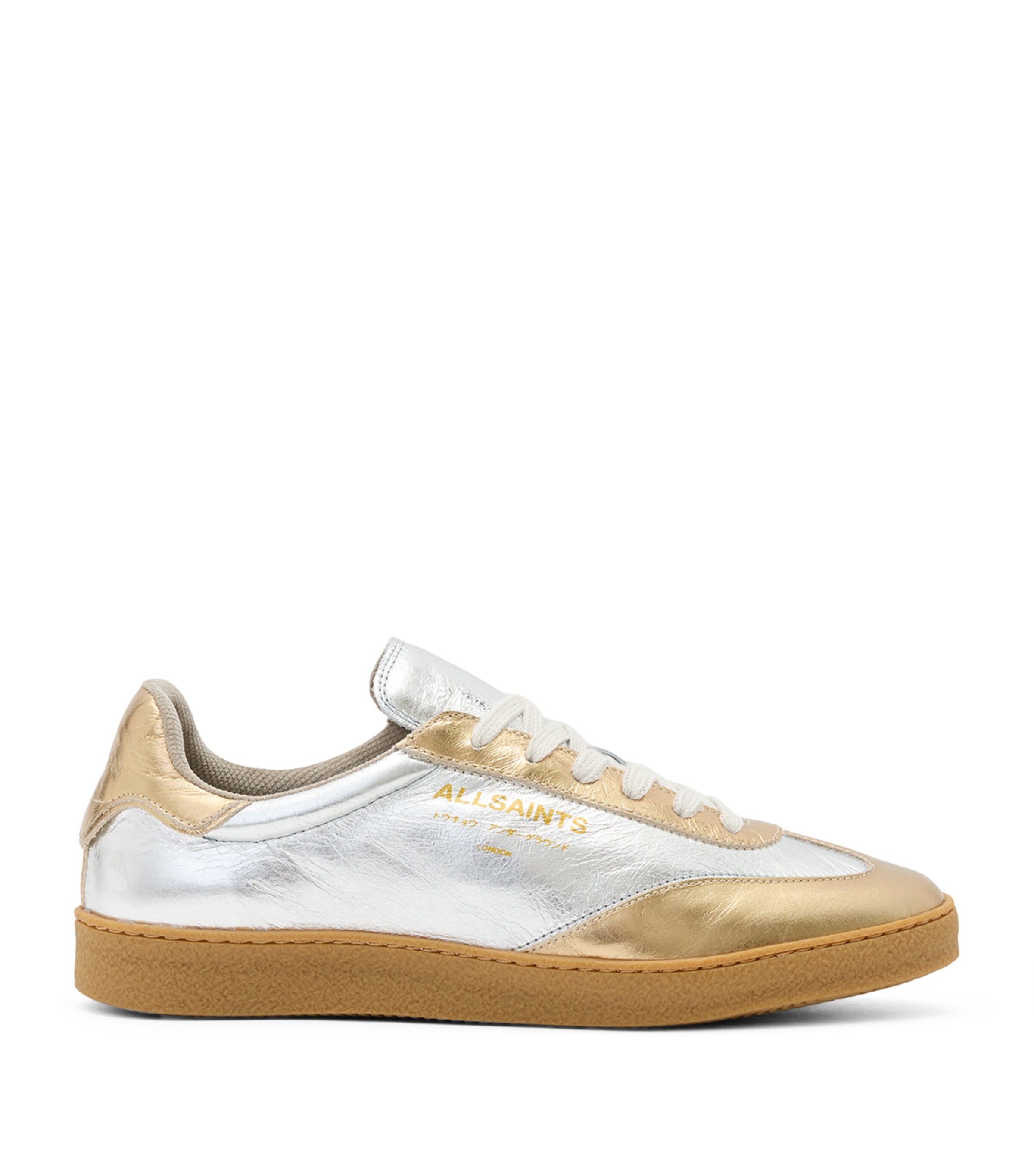 AllSaints Metallic-Leather Thelma Sneakers | Women Shoes | Trainers | Low-Top Trainers | Designers | AllSaints