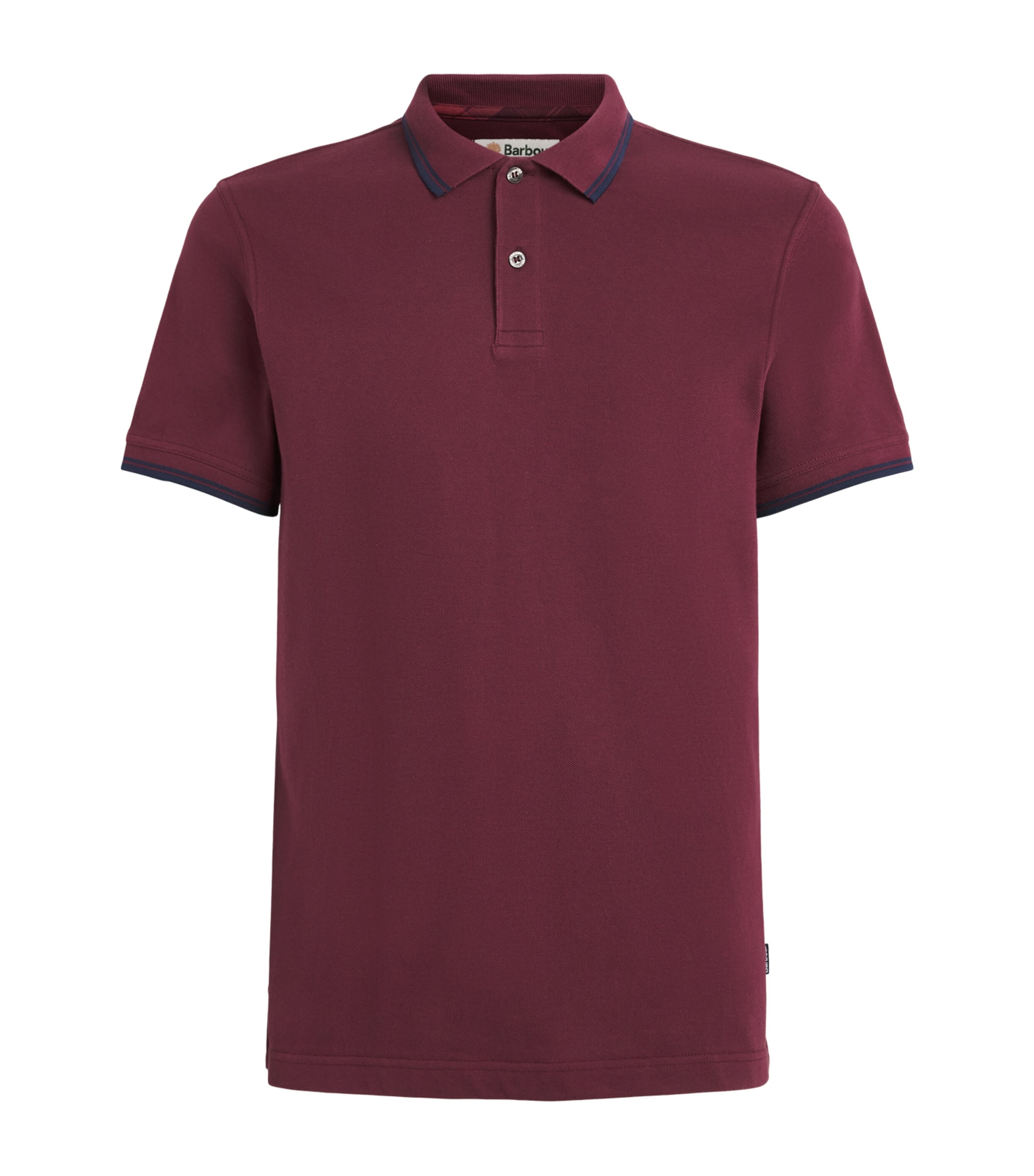 Barbour Mens Cotton Lunan Polo Shirt Dark Bordeaux Image 1