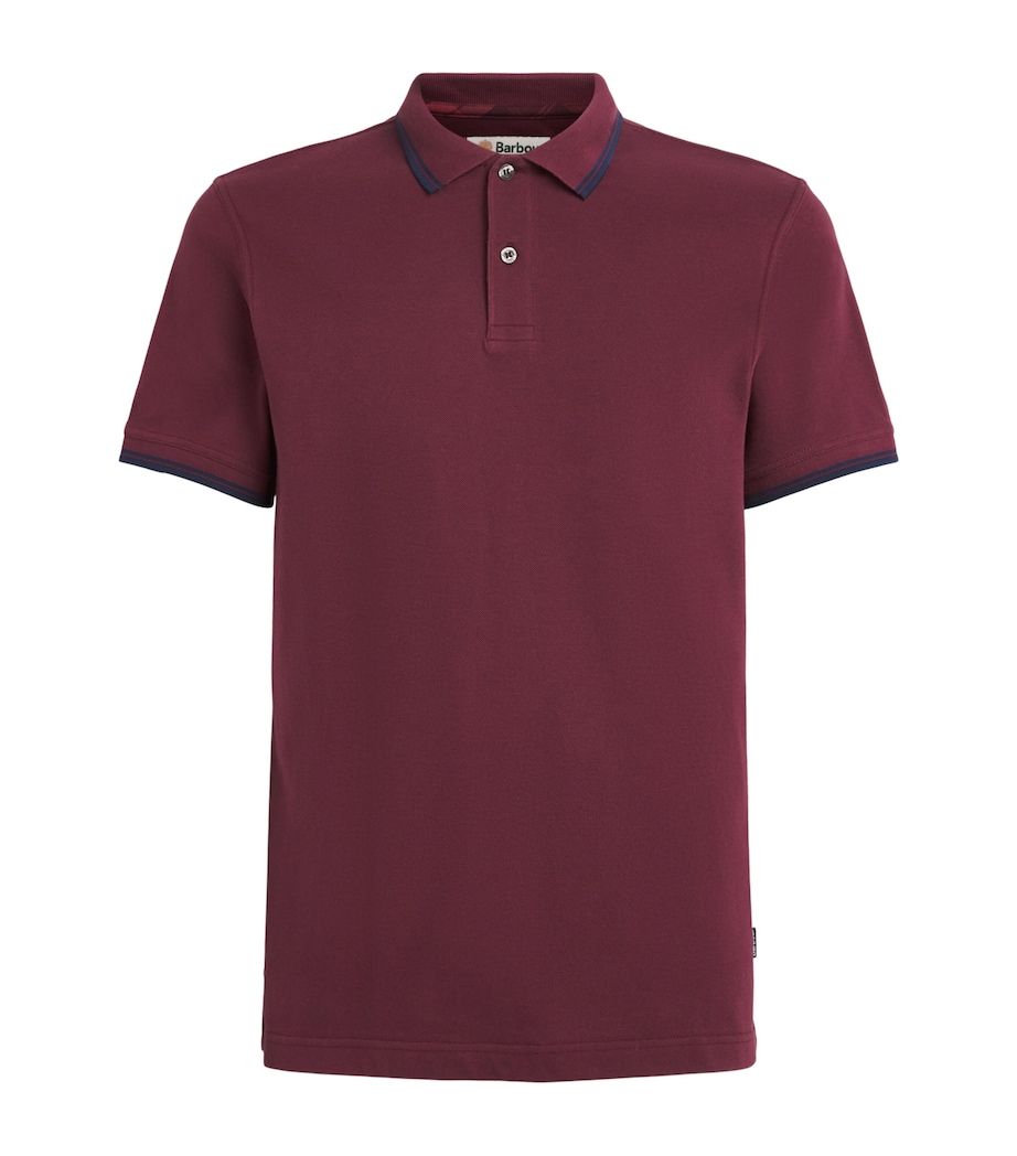 Barbour Mens Cotton Lunan Polo Shirt Dark Bordeaux Image 1