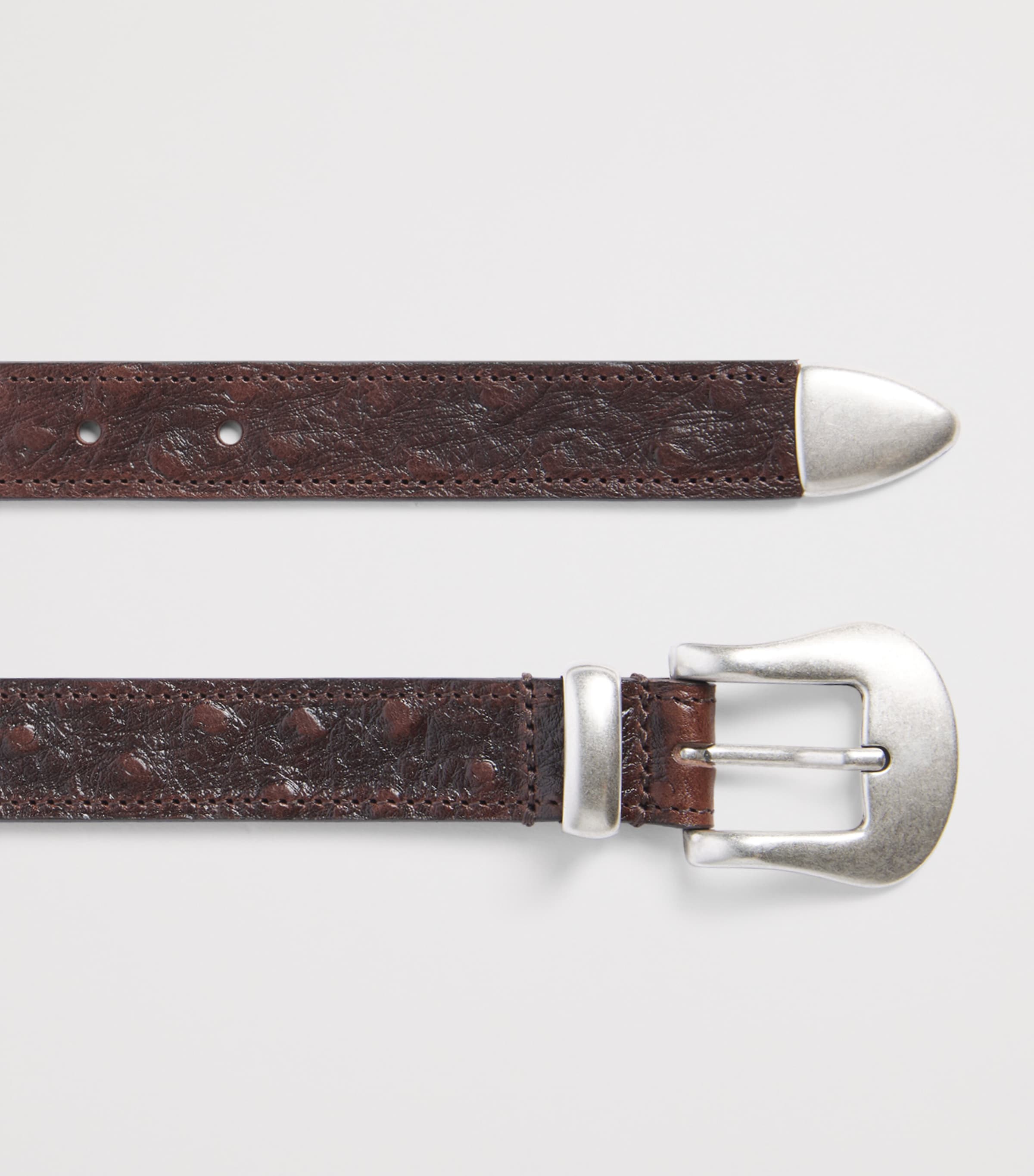 Molebo Leather Embossed Western Belt Brown Leather Image 2