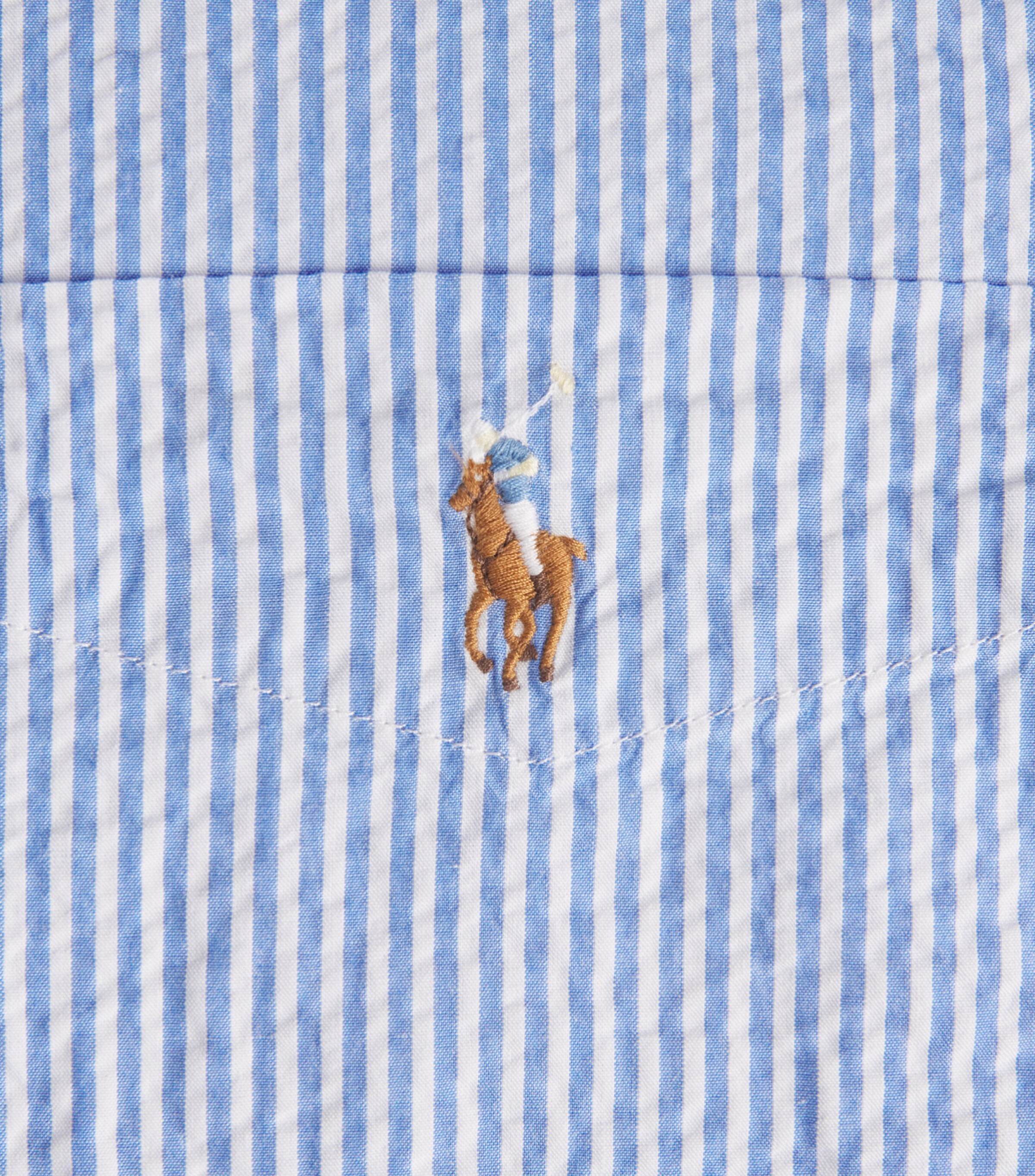 Polo Ralph Lauren Mens Cotton Seersucker Stripe Short-Sleeve Shirt Blue/white Image 6