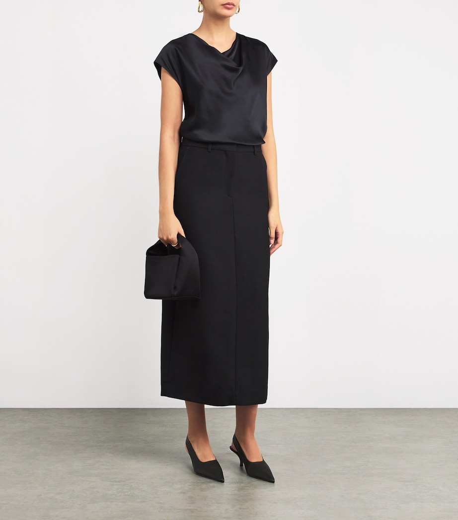 Satin Classic Slingback Pumps 55 BLACK Image 5