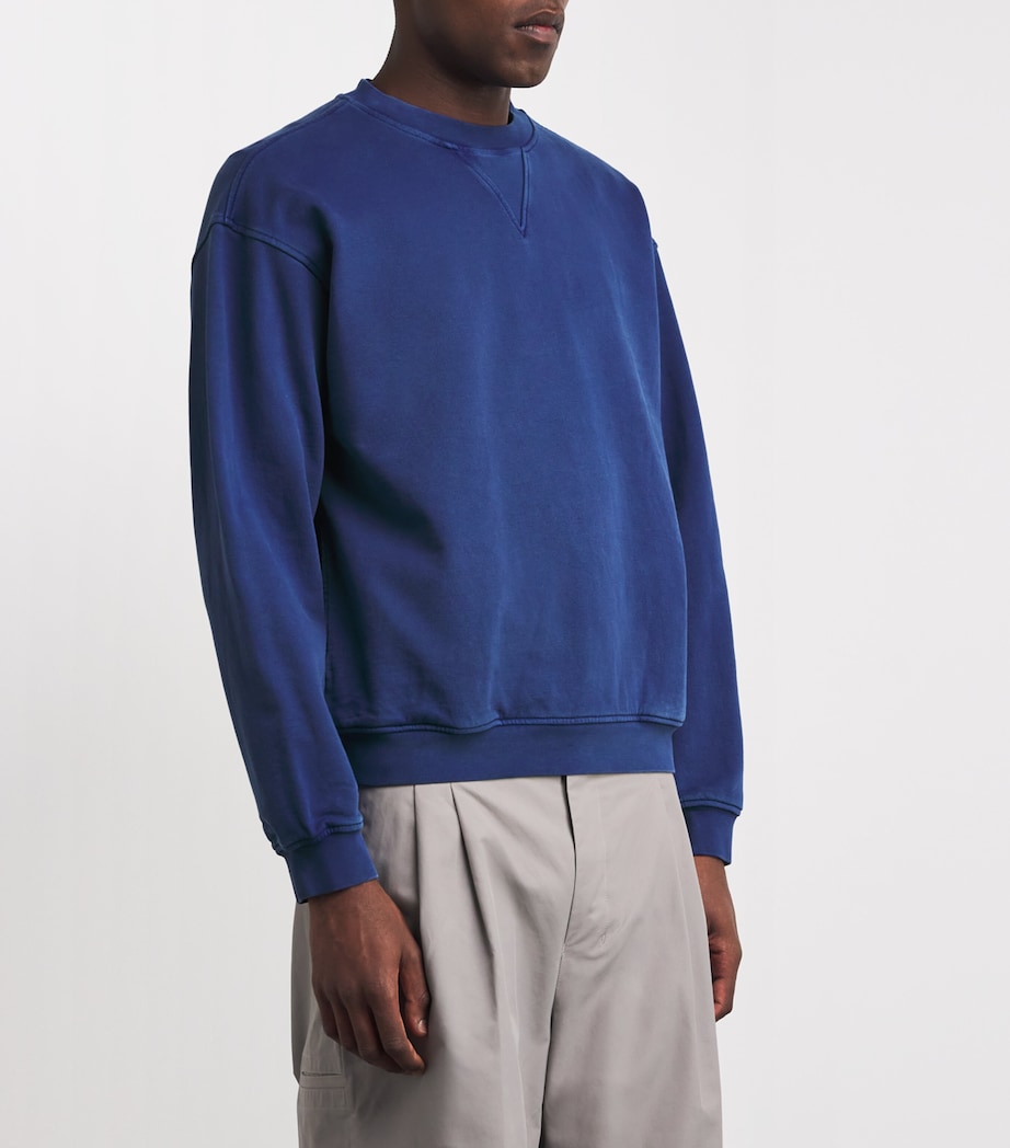 Cotton Embroidered Logo Sweatshirt REFLEX BLUE WASHED Image 3