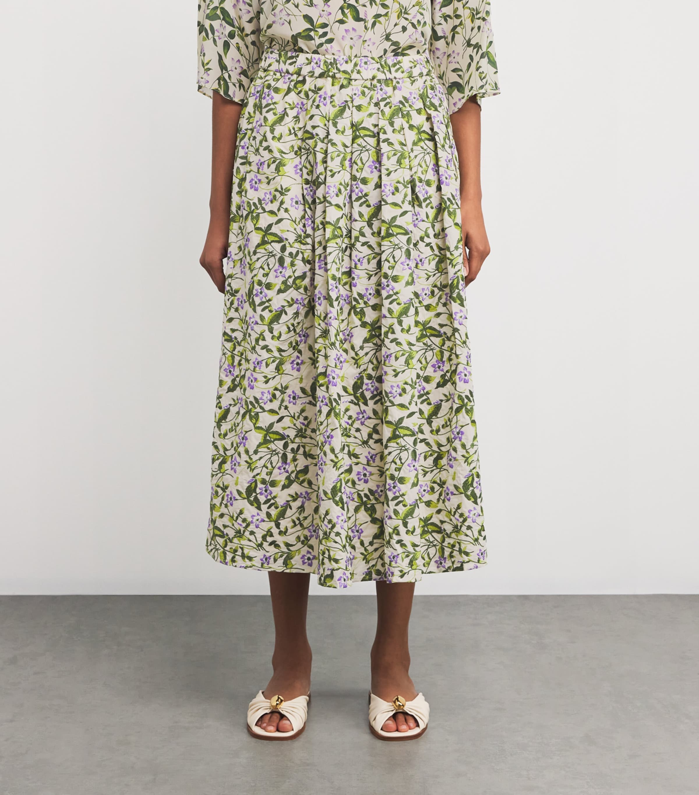 Weekend Max Mara Womens Cotton Floral-Embroidered Midi Skirt Ecru Image 3