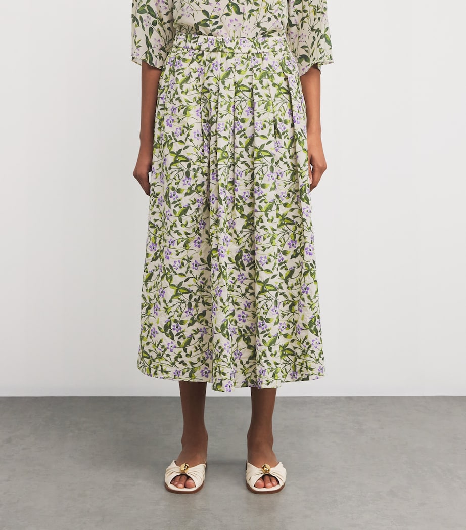 Weekend Max Mara Womens Cotton Floral-Embroidered Midi Skirt Ecru Image 3