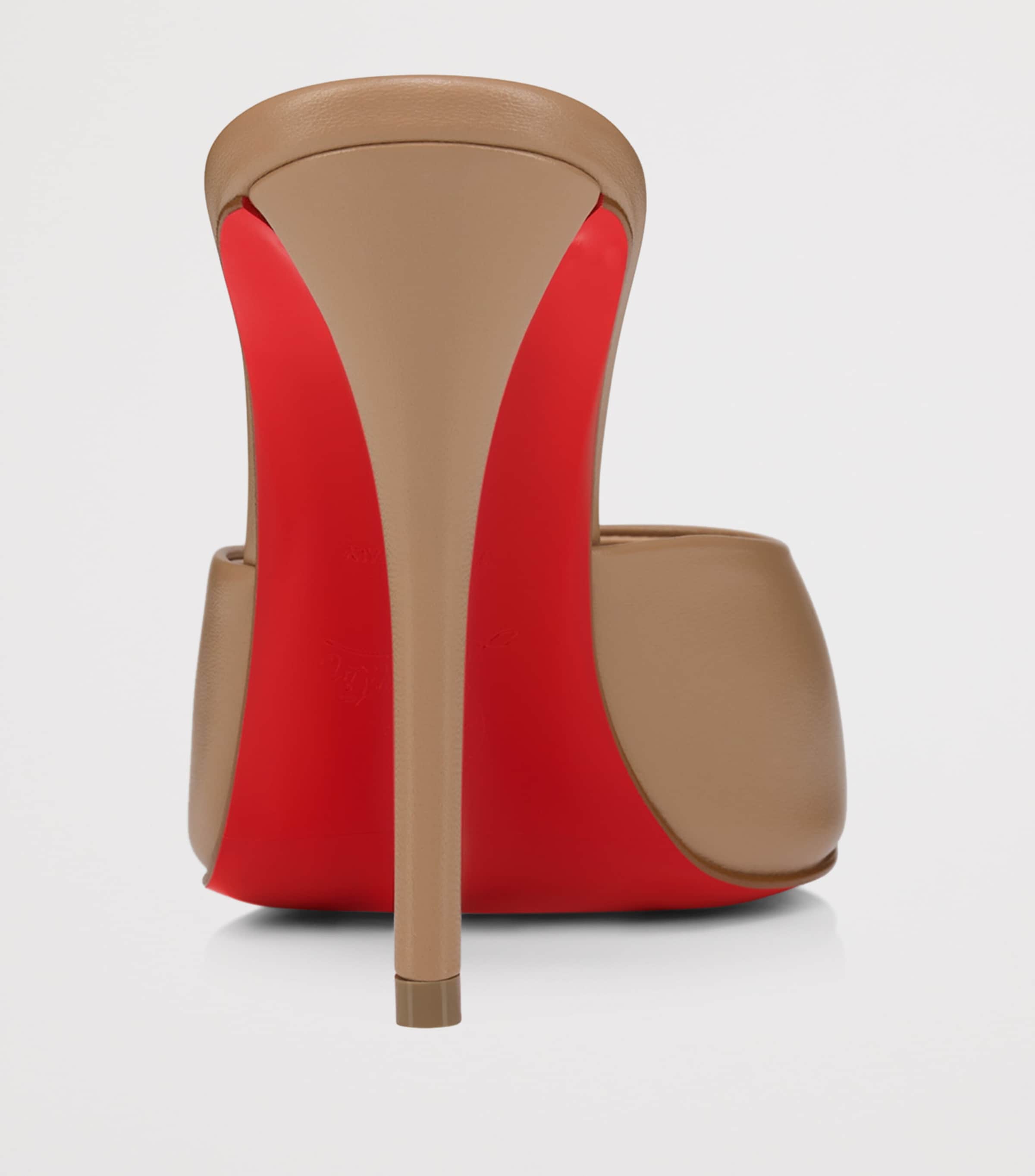 Christian Louboutin ヌードカラーハイヒール★お値下げしました Christian Louboutin Nude Miss Z Leather Heeled Mules 100