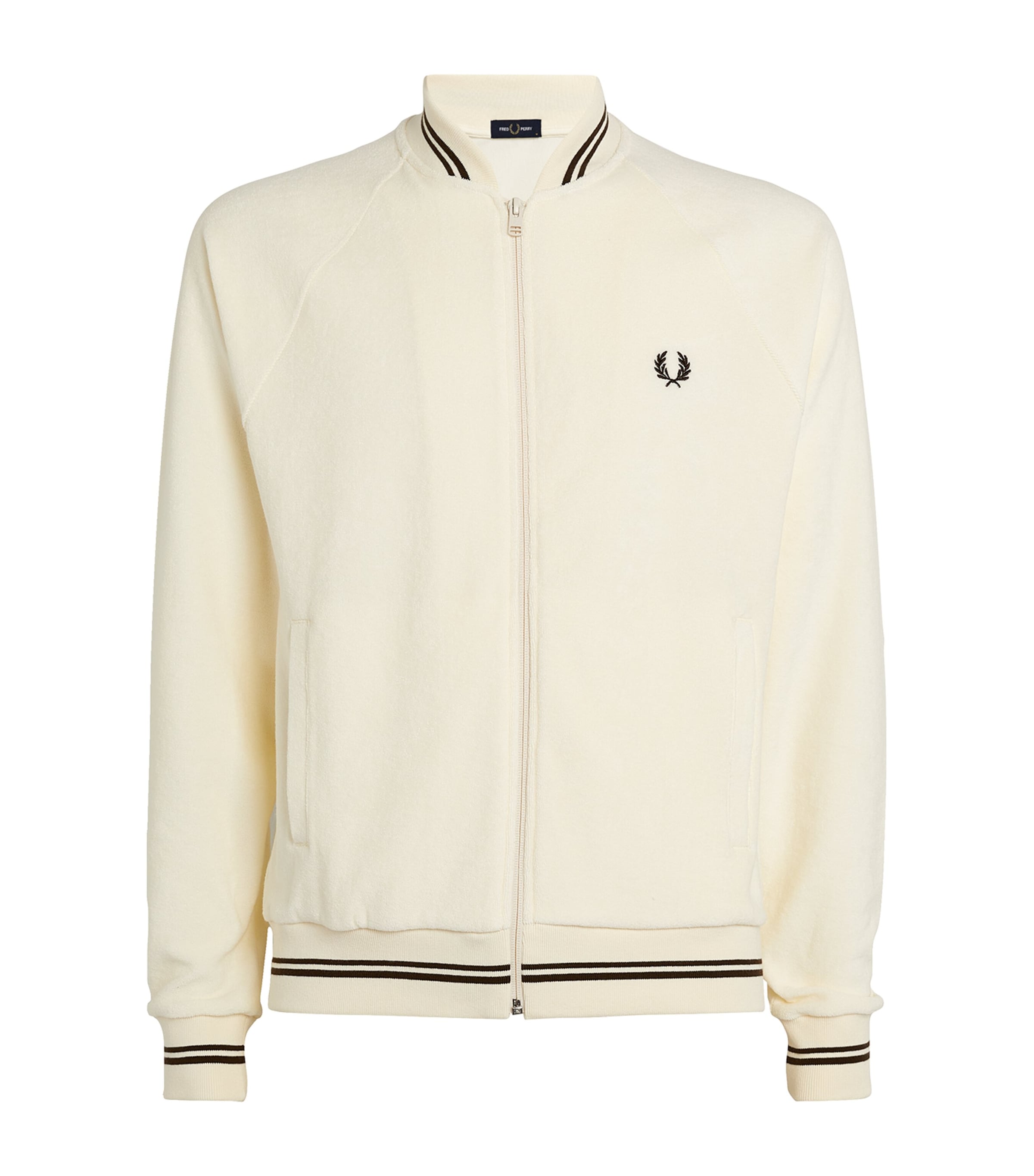 Fred Perry Towelling Bomber Jacket In Neutral