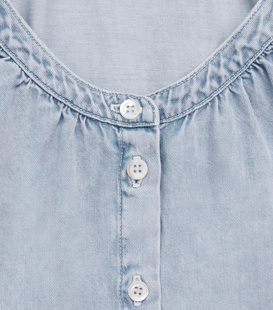 FRAME Womens Denim Scoop-Neck Blouse Seashade Image 6