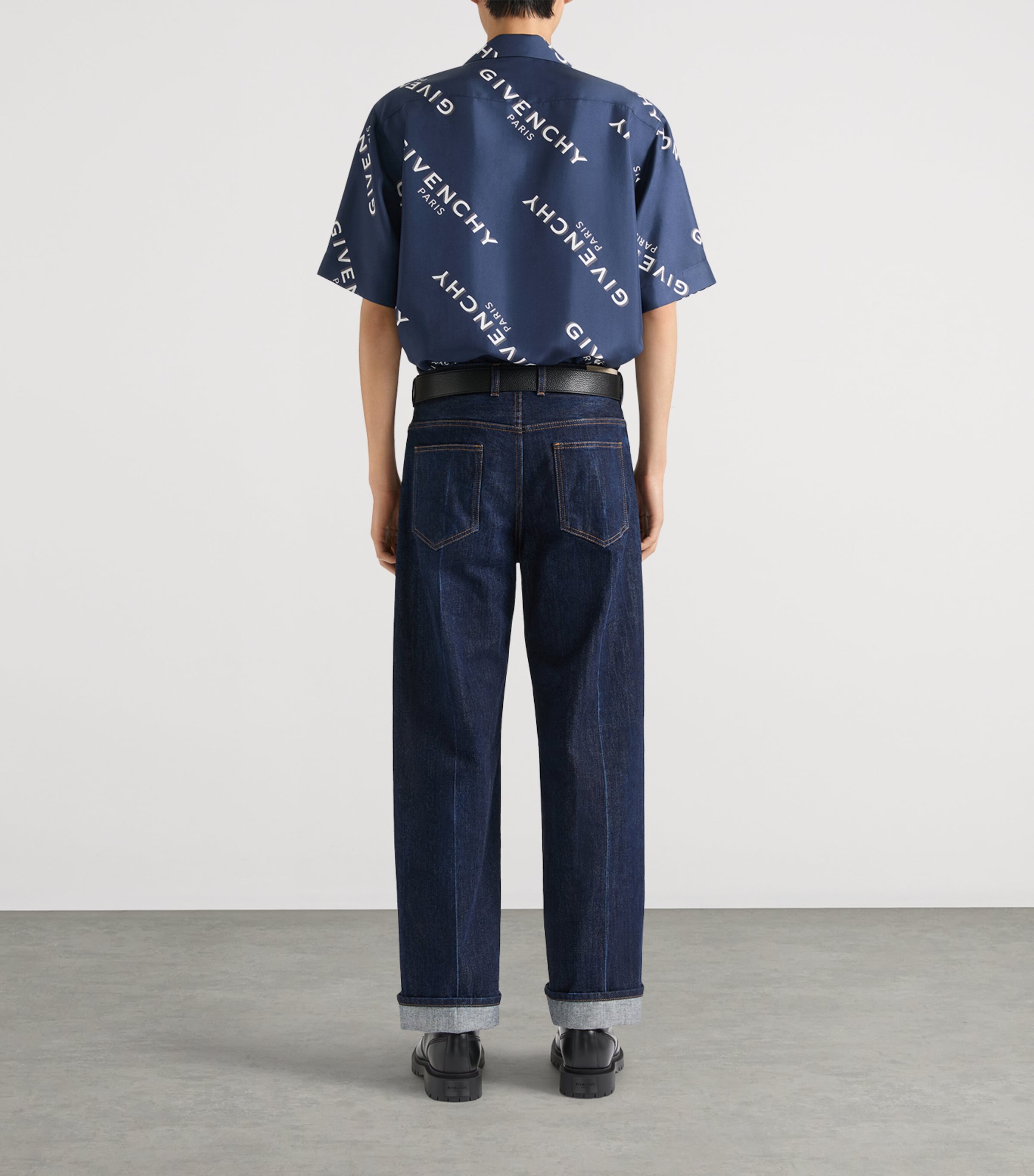 Givenchy Mens Silk Bowling Shirt Navy Image 3