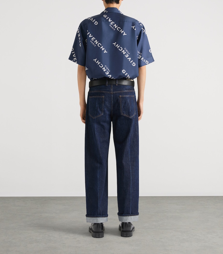Givenchy Mens Silk Bowling Shirt Navy Image 3