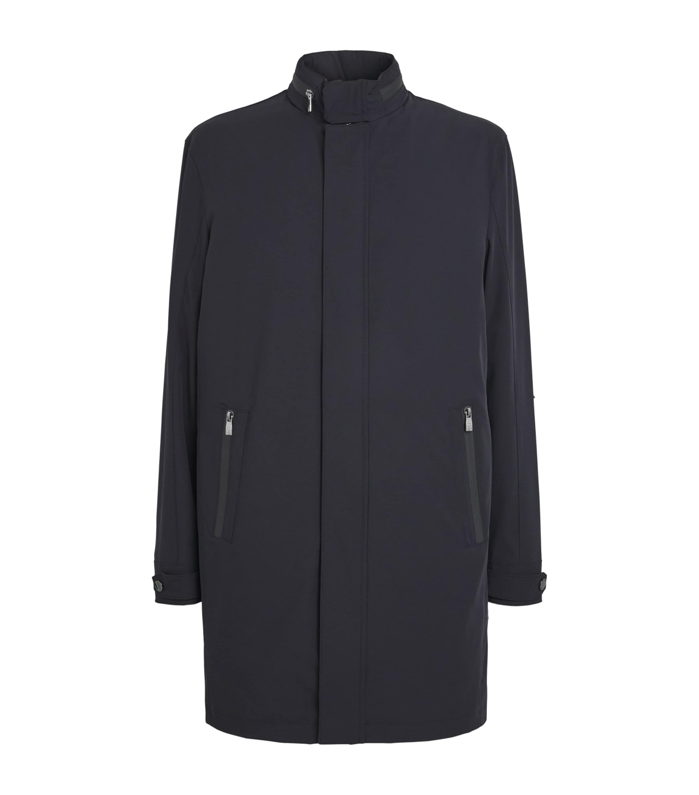 Corneliani Mens Water-Resistant Overcoat Navy Blue Image 1