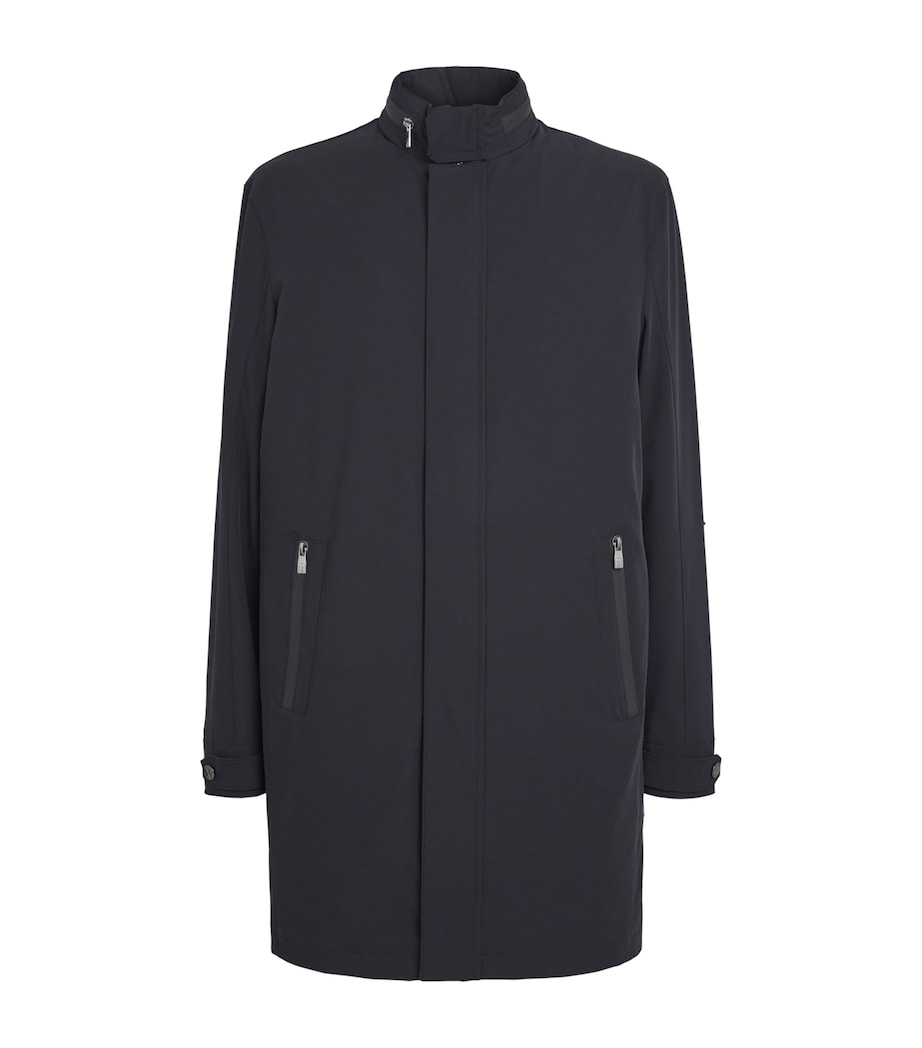 Corneliani Mens Water-Resistant Overcoat Navy Blue Image 1