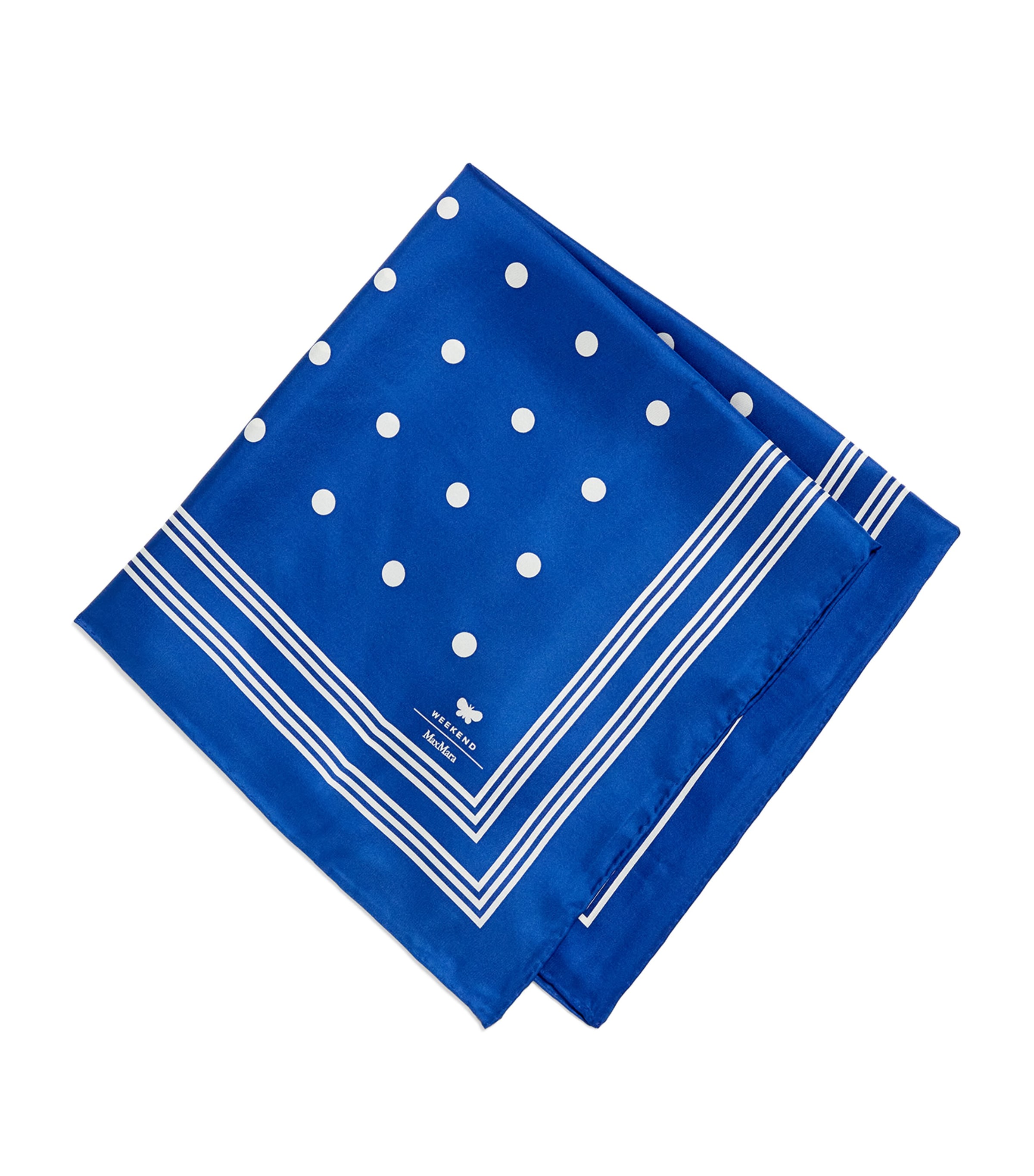Weekend Max Mara Silk Polka Dot Square Scarf In Blue