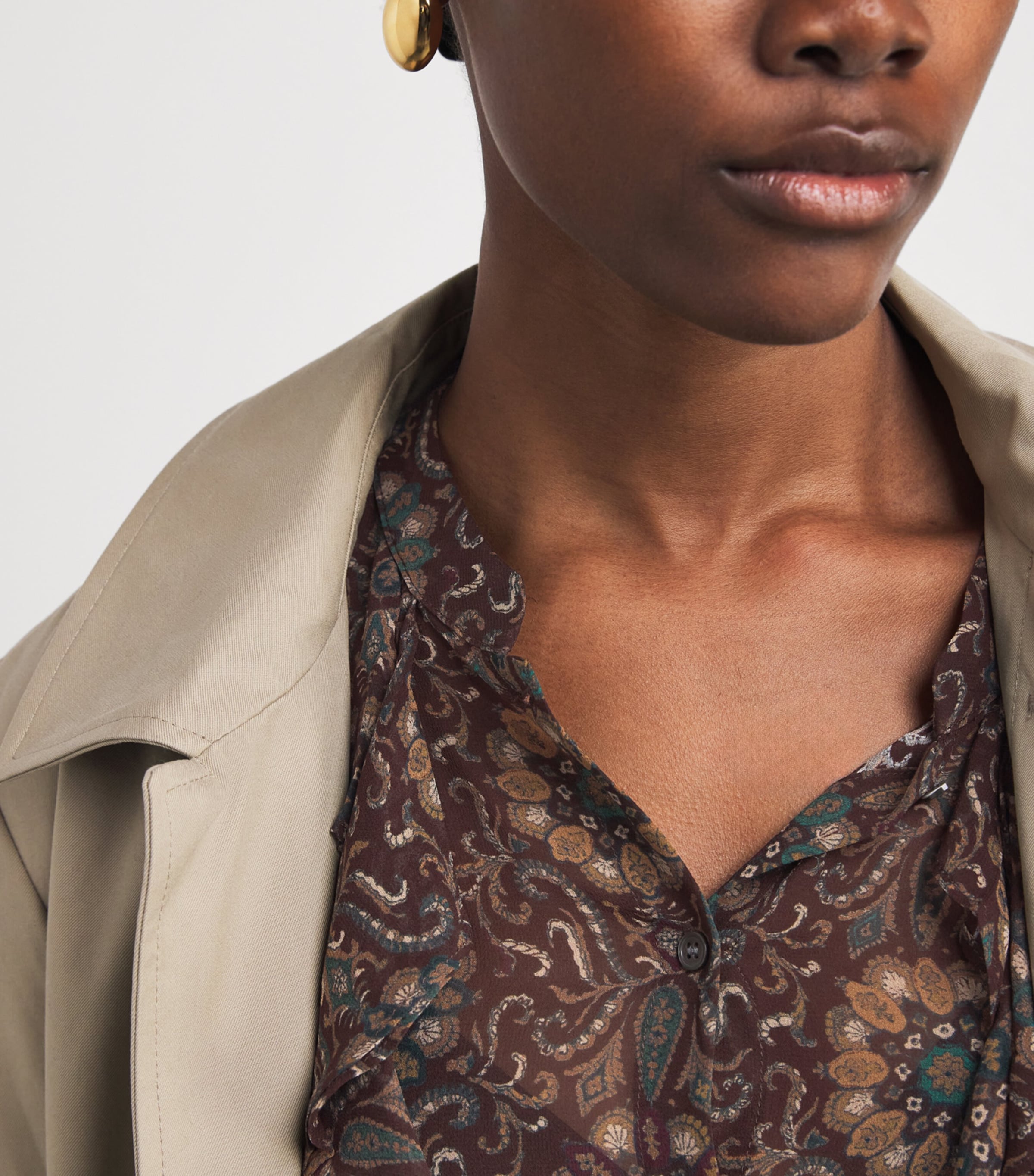 Silk Printed Claude Blouse DARK CHOCOLATE MULTI Image 6