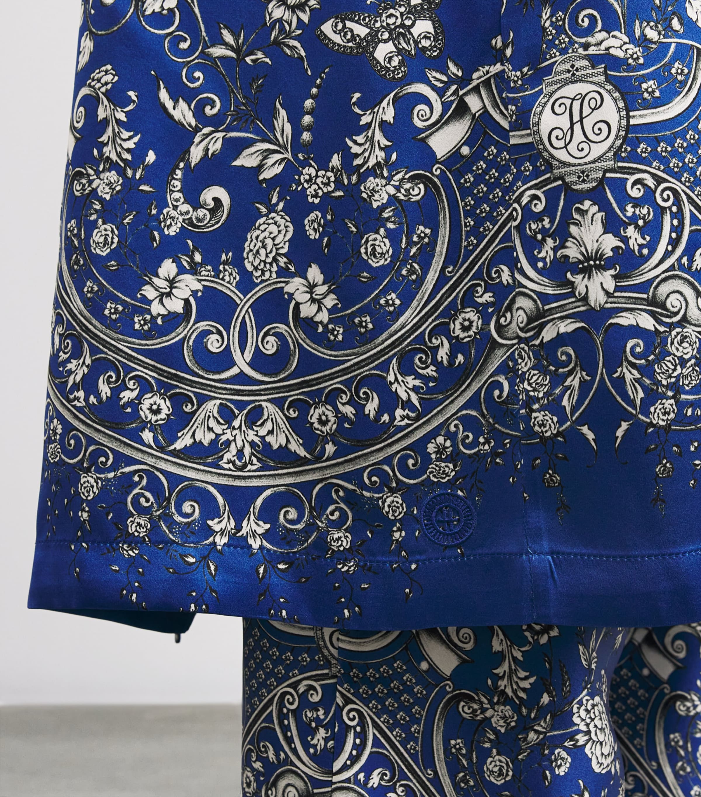 Harrods Womens Silk Butterfly Robe Blue Image 6