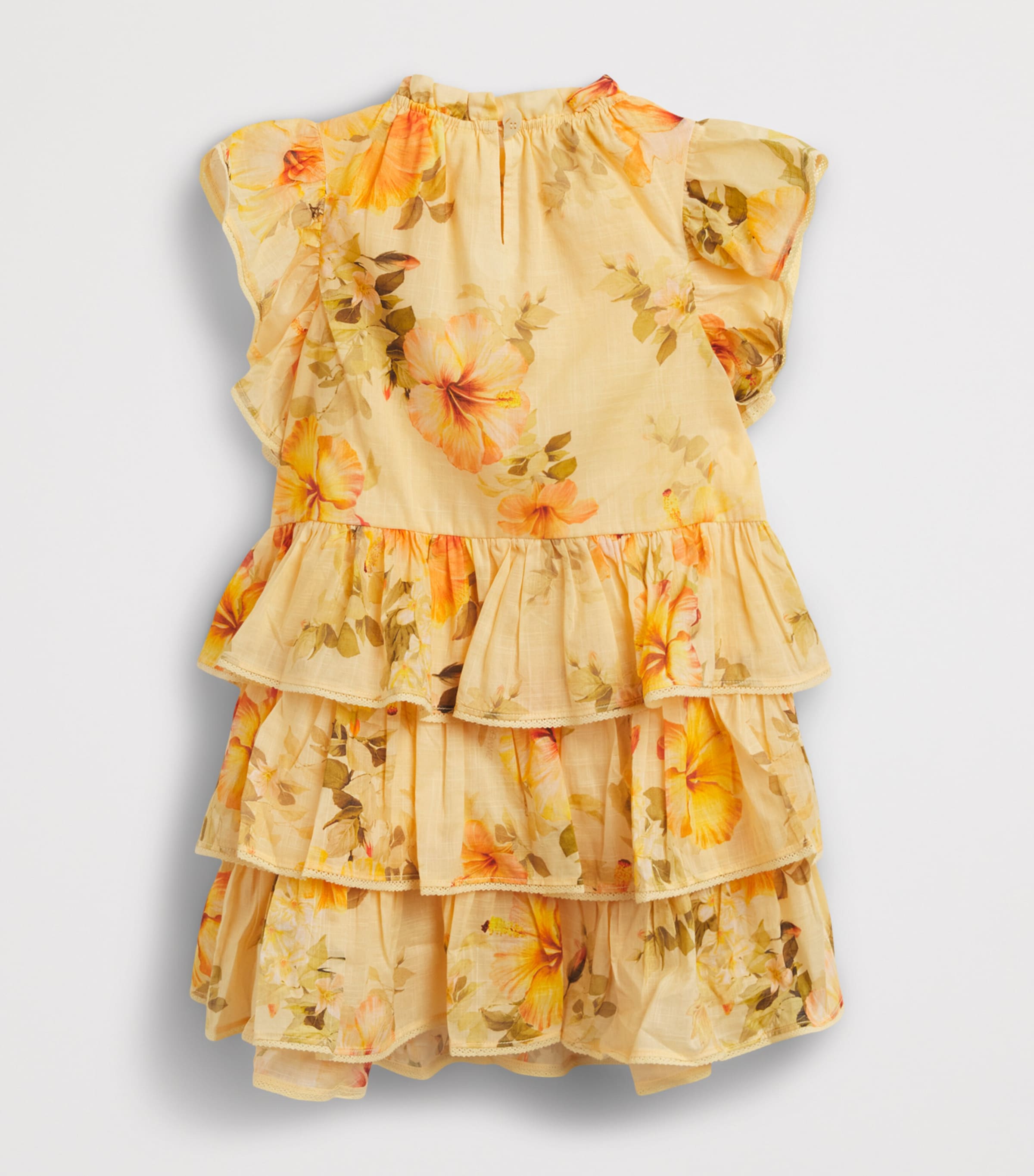 Zimmermann Kids Cotton Floral Mahon Dress (2-12 Years) Mango Hibiscus Image 2