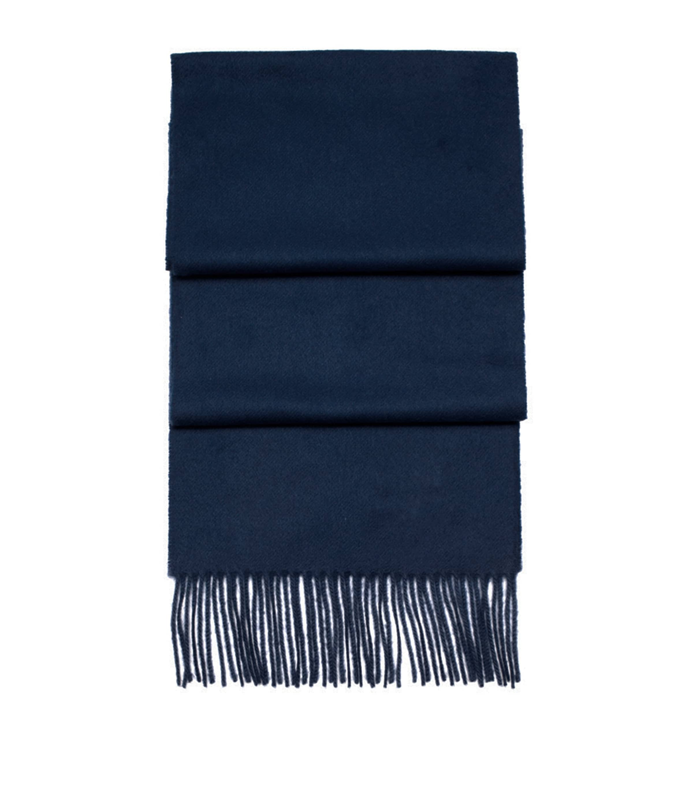 Aspinal Of London Womens Navy Tassel-embellished Cashmere Scarf