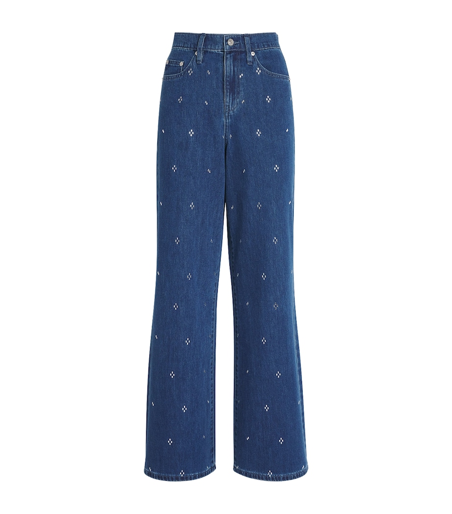 Maje Womens Embellished Wide-Leg Jeans Blue Image 1
