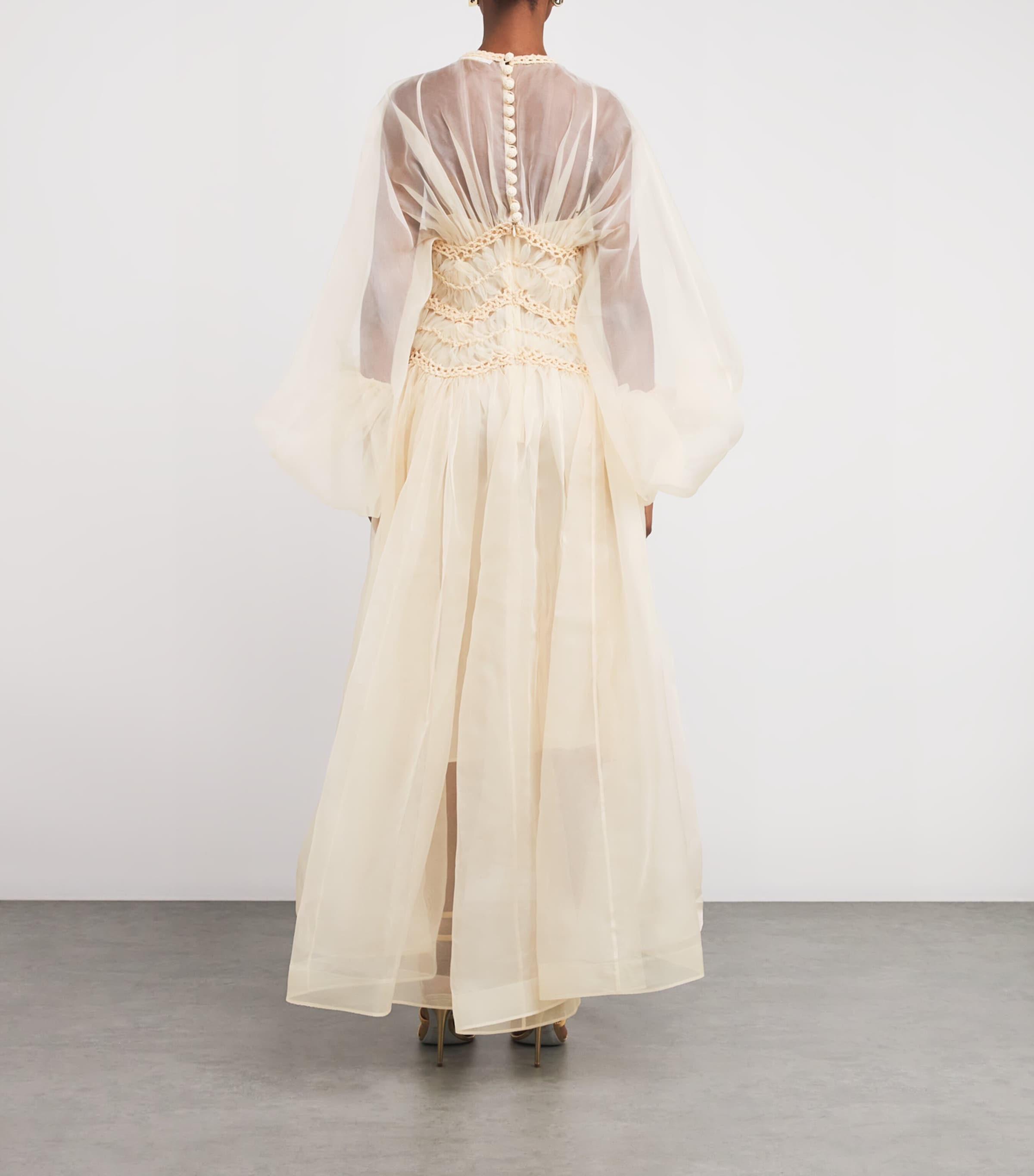 Zimmermann Womens Silk Macrame Maxi Dress Cream Image 3