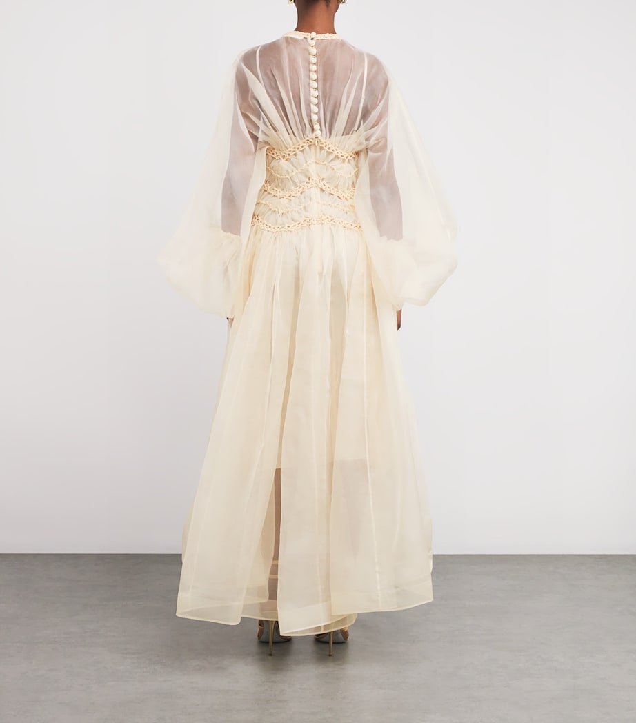 Zimmermann Womens Silk Macrame Maxi Dress Cream Image 3